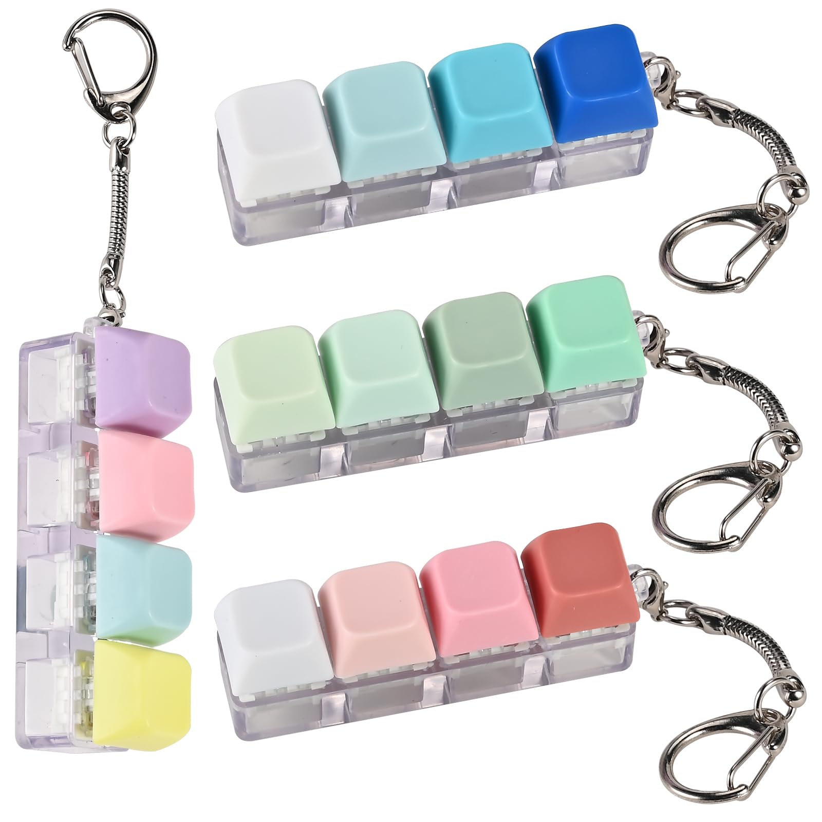 GOLDGE 4 Piezas Teclado Antiestres, Teclado Clicker Fidget Toy, Juguetes Antiestres Adultos, Teclas Antiestrés para Aliviar el EstréS Pass Tiempo, Regalos Originales para Mujer/Hombre (Desmontable)