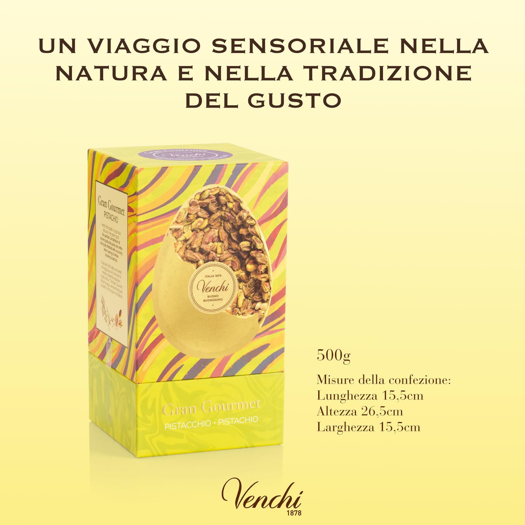 Venchi - Uovo di Cioccolato, Gusto Cioccolato al Pistacchio, con Pistacchi Interi, con Sorpresa, Senza Glutine, 500 gr, Collezione Pasqua, Idea Regalo