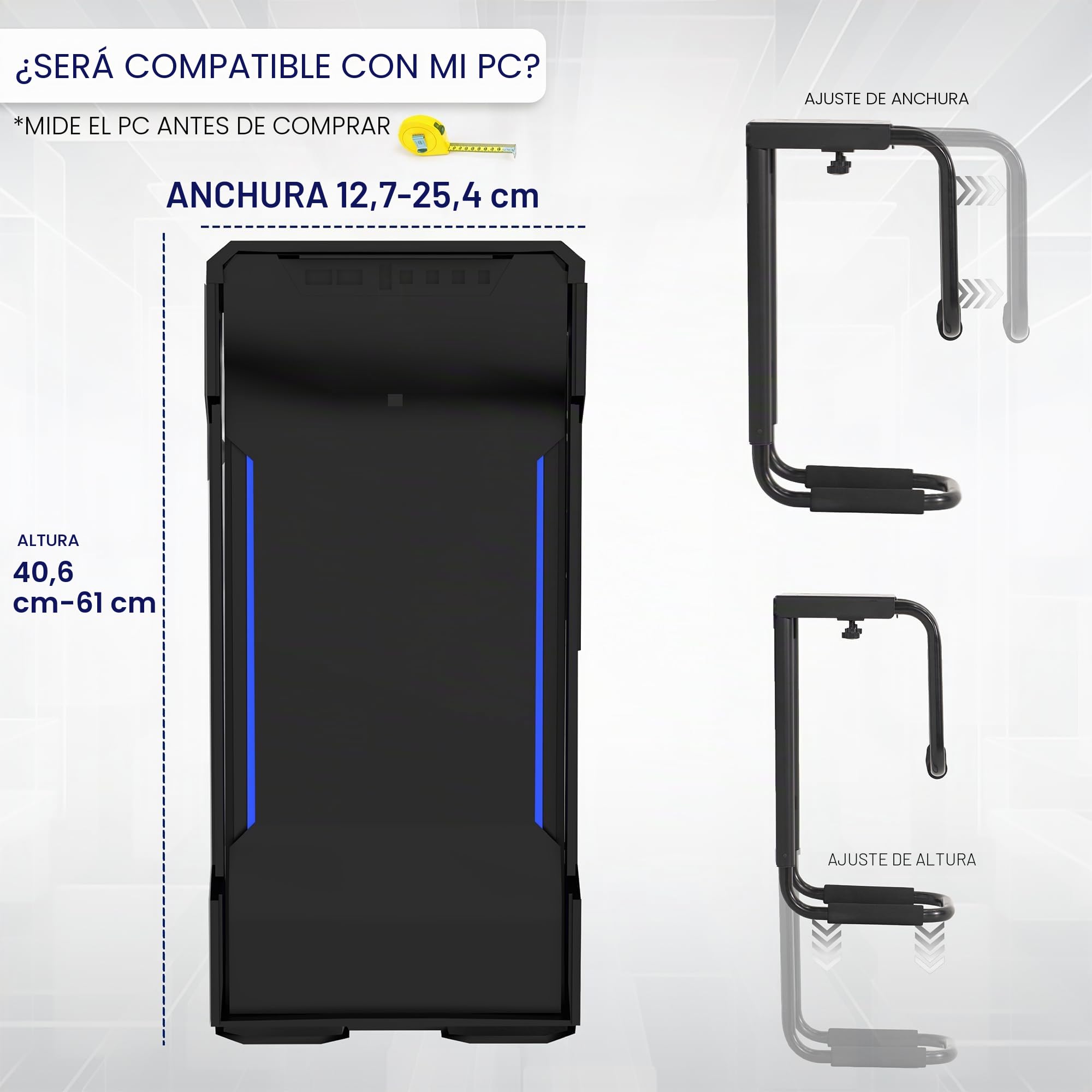 VIVO Soporte de PC Ajustable Resistente para Debajo del Escritorio, Soporte para CPU de computadora con Bloqueo Seguro, soporta hasta 30 kg, Negro, MOUNT-PC04B