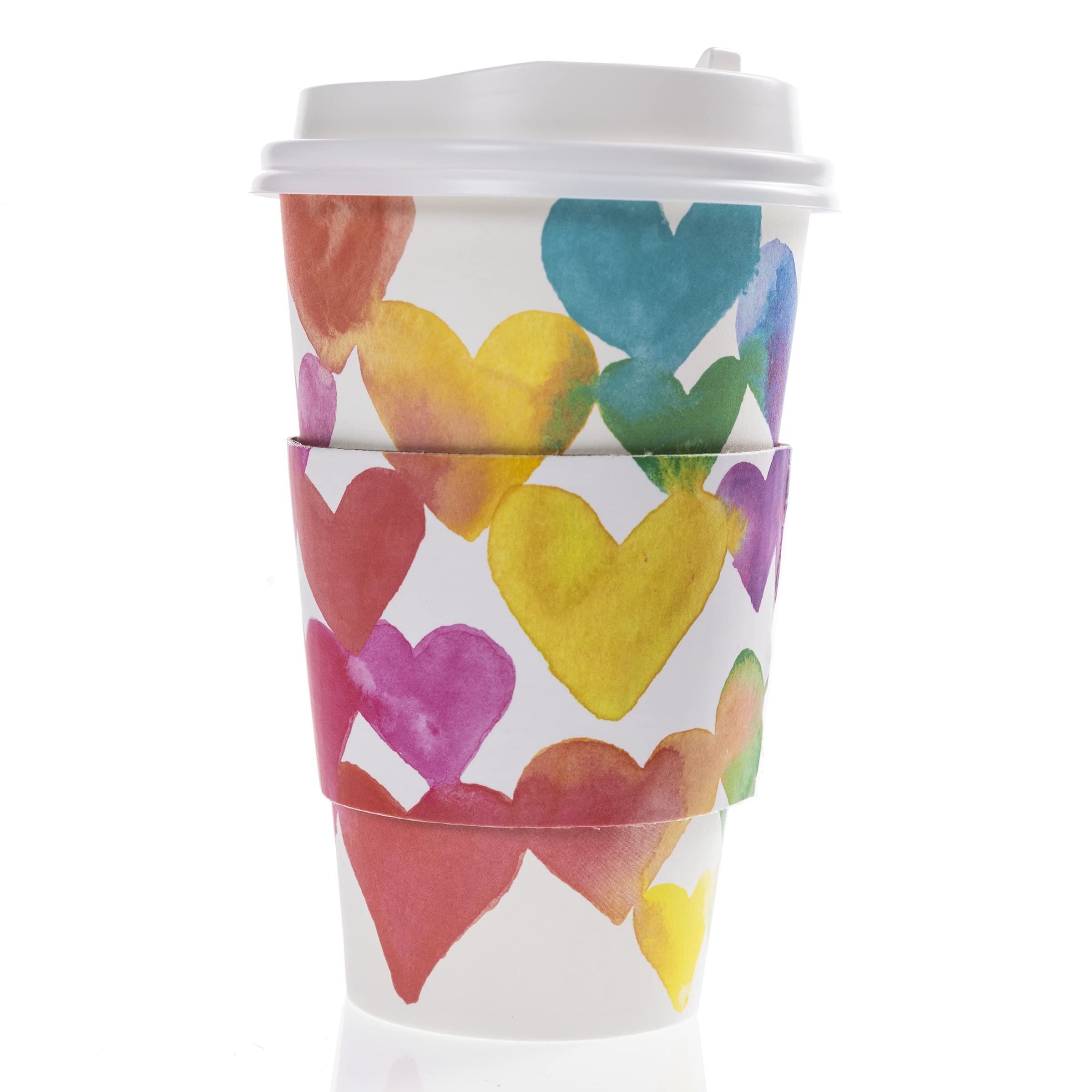 Tasses à café jetables motif cœurs étanches pour trajets quotidiens