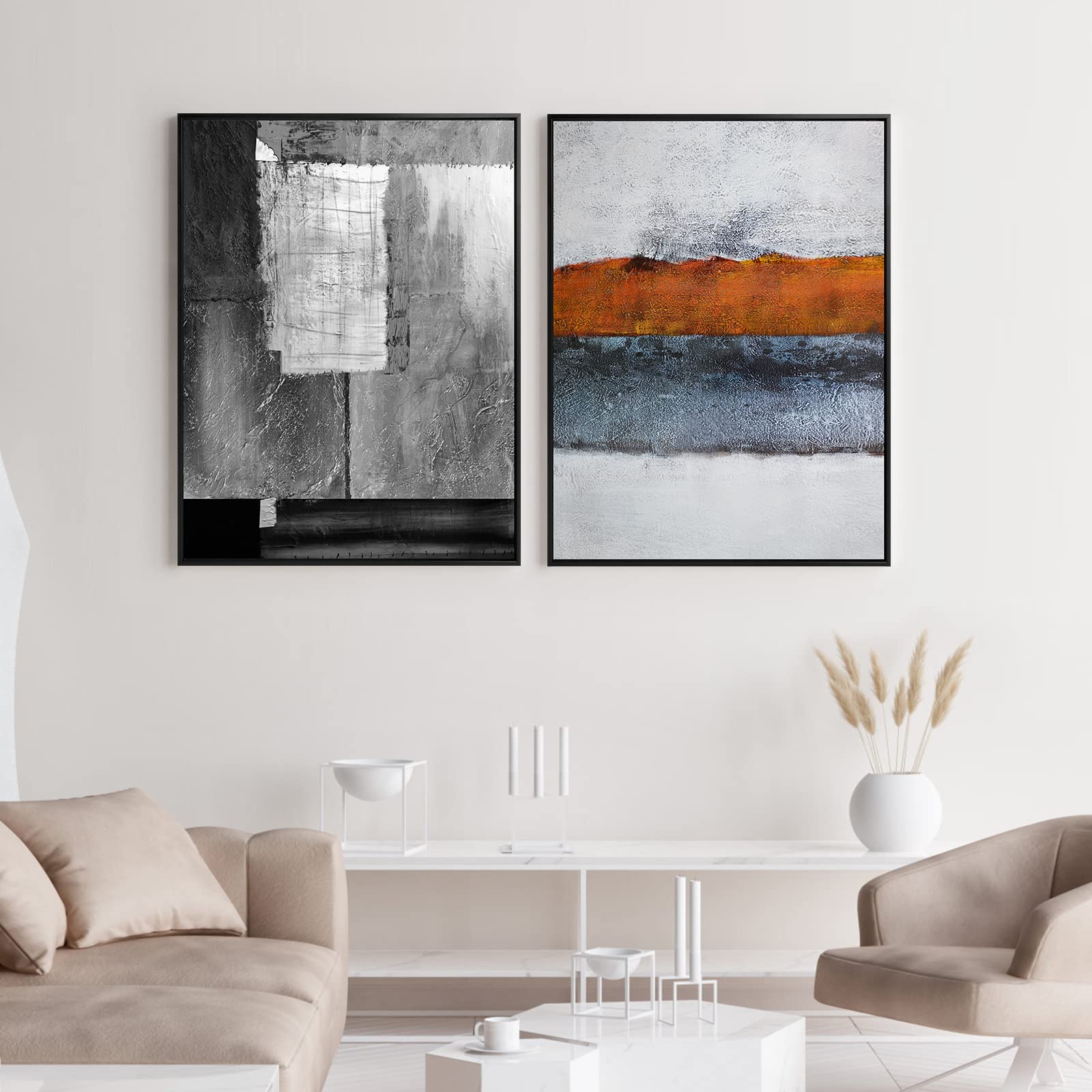 Framed Wall Art, 2pack Canvas Art Prints, Minimalist Abstract Paintings Artwork, 13x17inch, Modern Creative Wall Décor, Aesthetic Decor Posters, For Bathroom Living Room Bedroom Kitchen