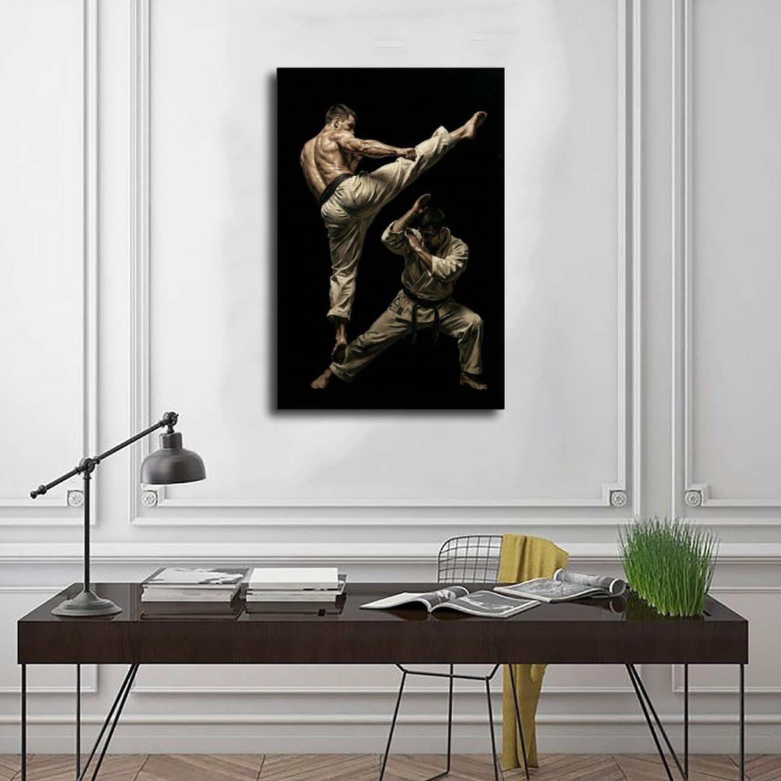 ASGRCN Poster su tela con azione dinamica dei combattenti di karate, per | , diverse dimensioni, stili multipli di cornice, arte della parete, dipinti decorativi, decorazione della stanza del