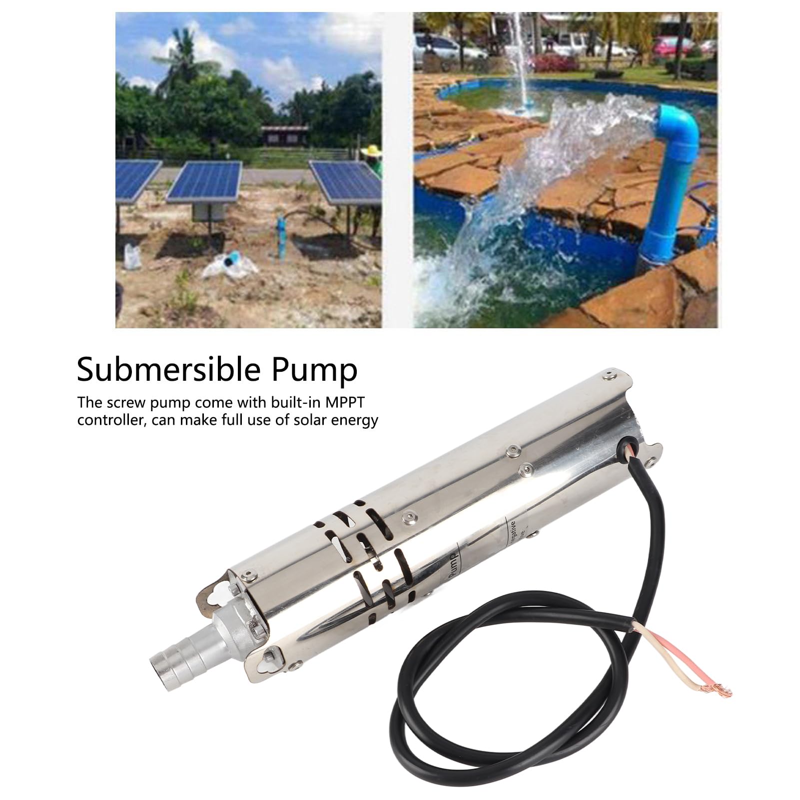 Bomba Sumergible sin Escobillas, Bomba Sumergible 12 V CC Solar Kit de Bomba de Pozo Profundo sin Escobillas Bomba de Agua de Gran Flujo Imán Permanente Eléctrico, Bombas de