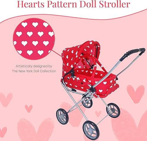 Miniatura 8 de Juego de cochecito de muñeca de bebé, cochecito 3 en 1 con moisés extraíble para muñecas, cochecito de muñeca de juguete para niños pequeños de 3 a