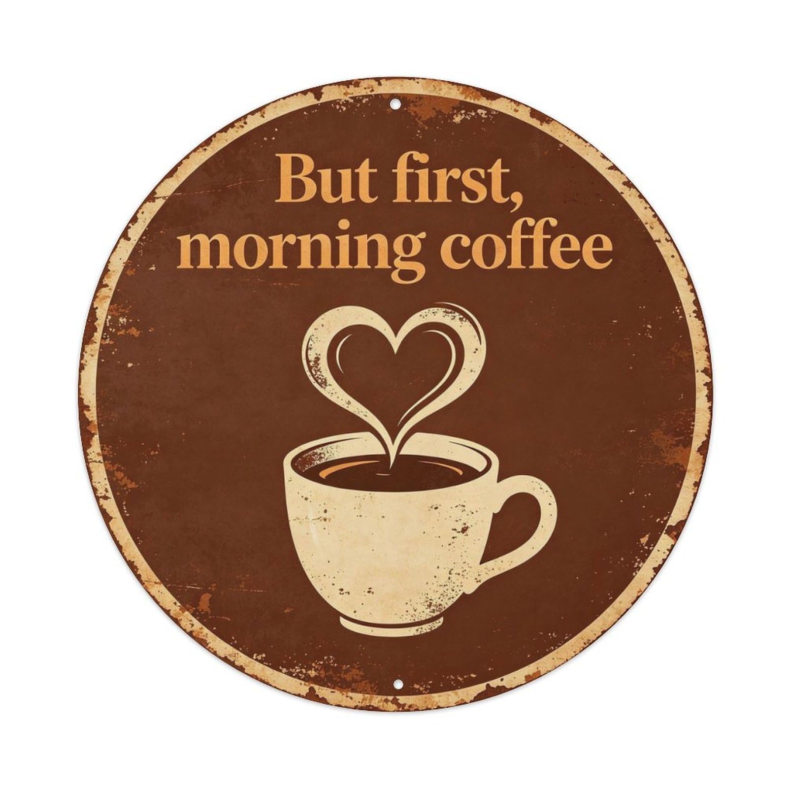 Vintage_coffee_first_am Metal Tin Sign Plaque