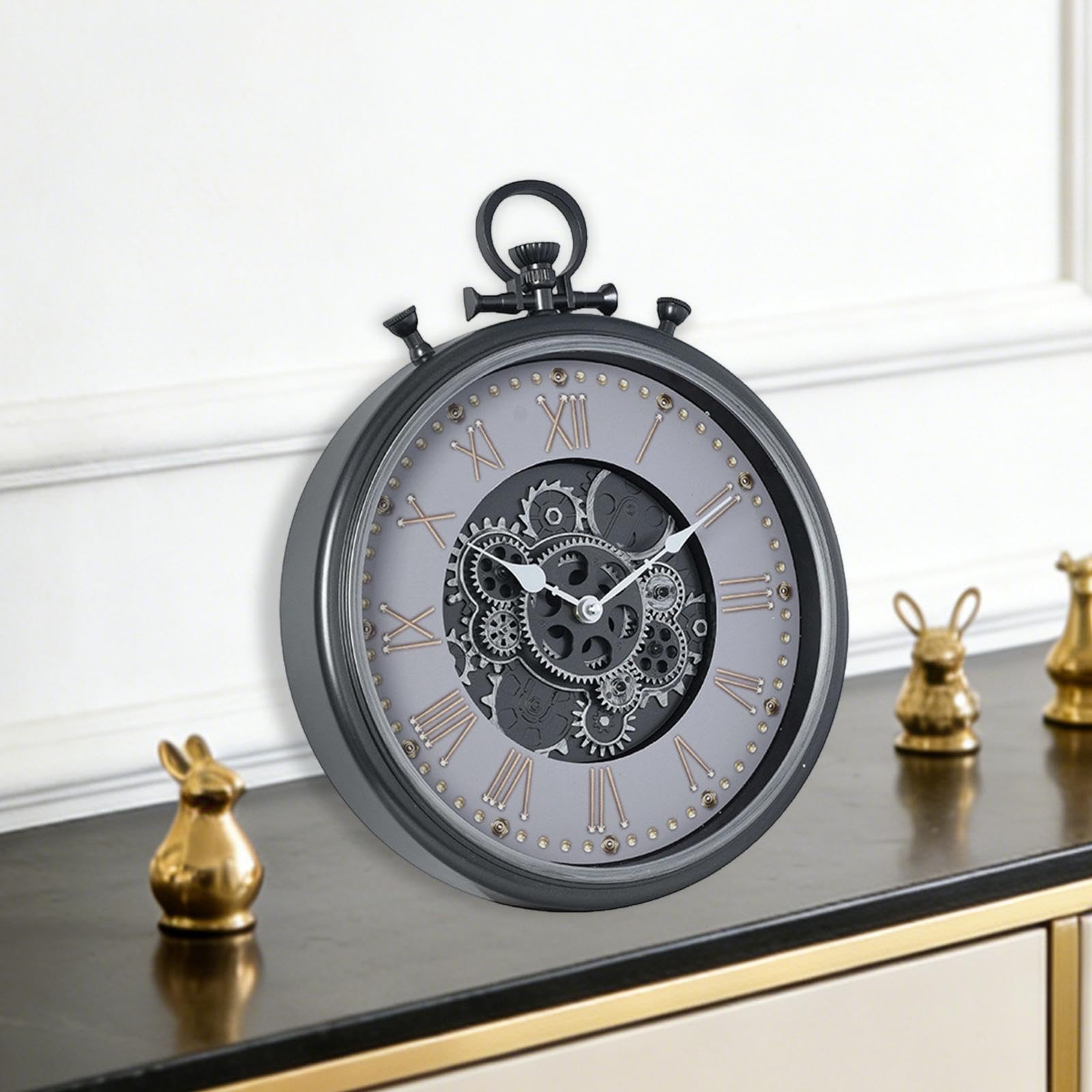 Reloj de Pared, Estilo Industrial Retro, Mecanismo Silencioso, Detalles de Engranajes, Movimiento de, Acabado, Diseño, Uso Ve, Style C, Individual