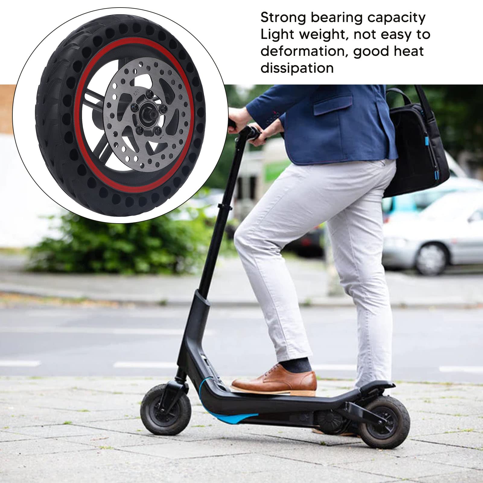 Conjunto de Rueda Trasera de Scooter eléctrico neumático Celular de Scooter eléctrico con 120 mm de Disco Freno Rojo Capacidad de rodamiento Fuerte para pro2 m3