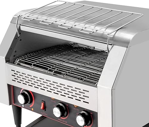 Miniatura 5 de Tostadora transportadora comercial de acero inoxidable de 2600 W, tostadoras industriales resistentes de 450 rebanadashora con tubos de calefacción