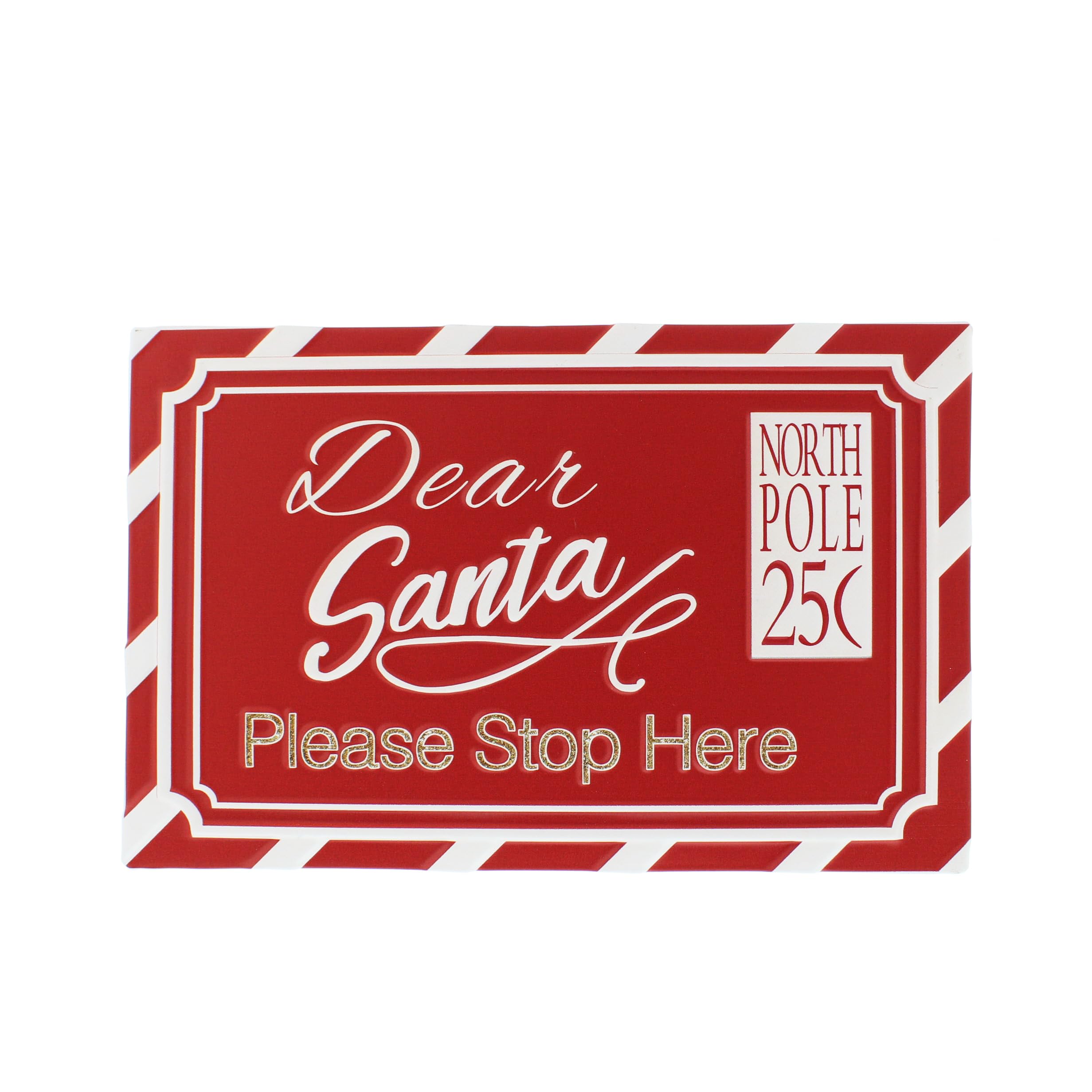 Festive Productions Dear Santa Please Stop Here Metal Christmas Sign - 29cm - Christmas Decoration Plaque - Christmas Themed Décor - Christmas Decoration - Gift Idea for Christmas Xmas