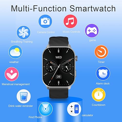 Miniatura 7 de Reloj inteligente para hombre (respuestahacer llamadas), GPS integrado, monitor de fitness, pantalla táctil de 2.1 pulgadas, monitor de frecuencia