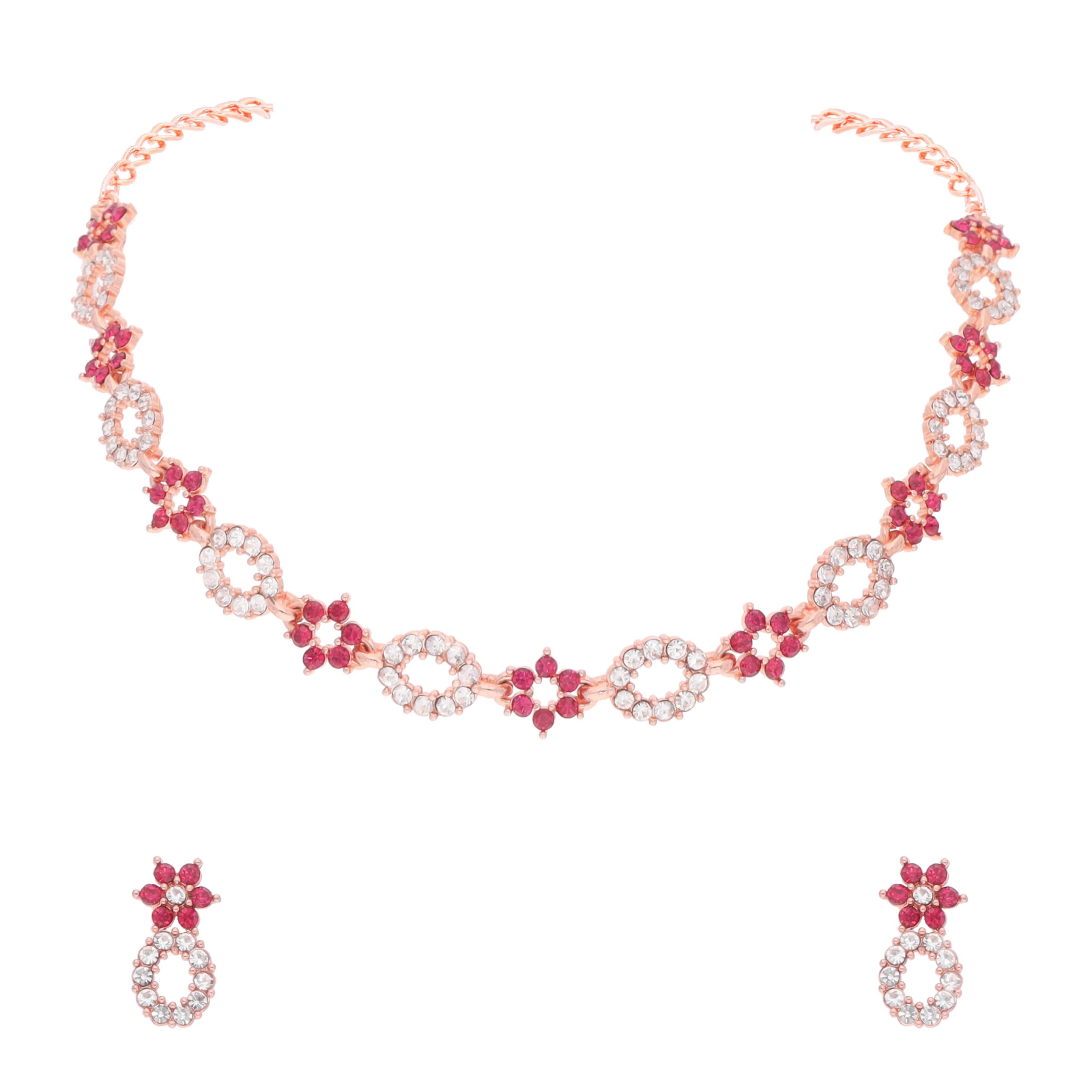Brado Jewellery Graceful Rosegold Polished AD Studded Necklace Choker Jewelry Set with Matching Earrings (B0D77Q8XQ3) Amazon Price History, Amazon Price Tracker