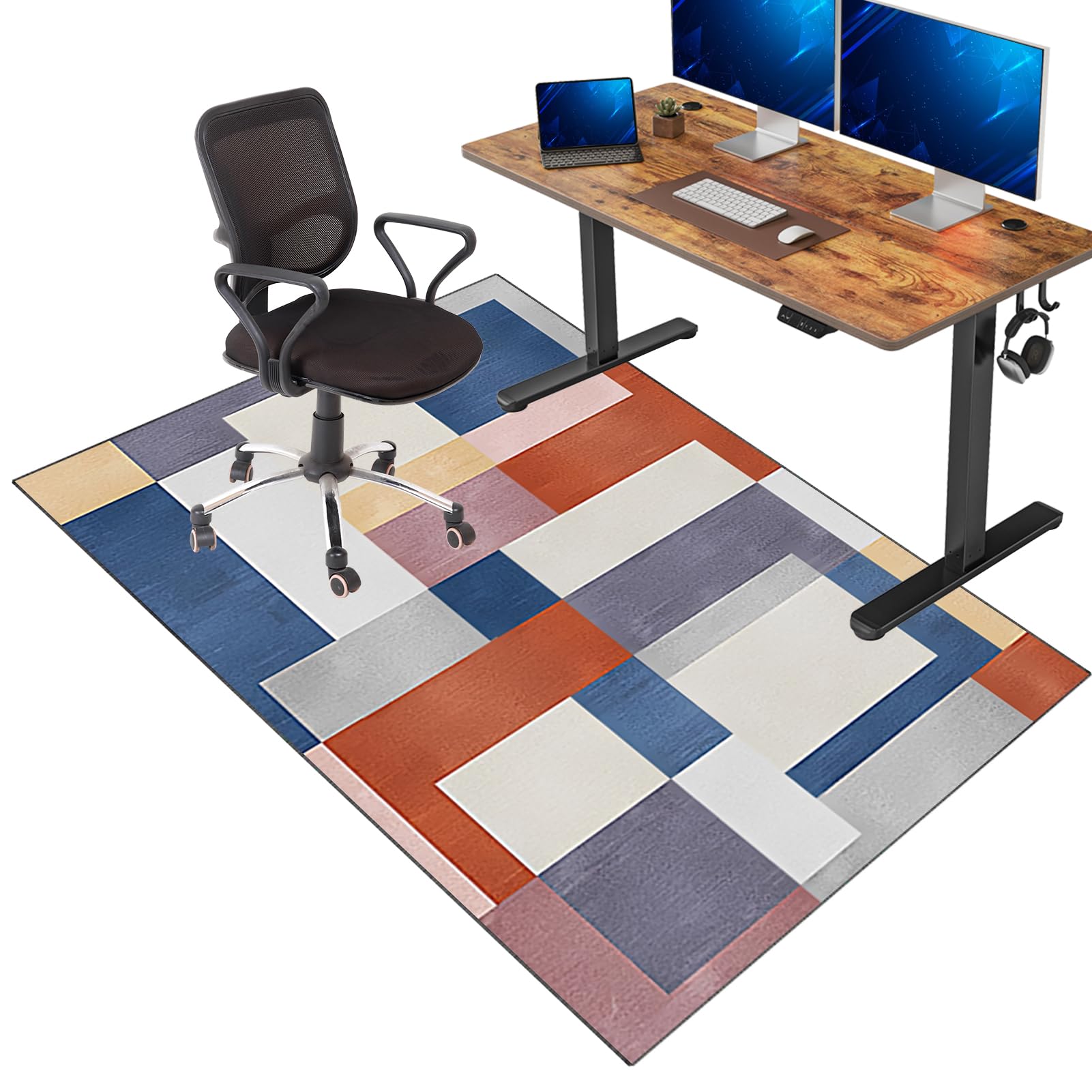 VETCS Gaming Stuhl Unterlage, Bürostuhl Unterlage, Bodenschutz Matte für Bürostuhl, Schreibtischstuhl Unterlage für zu Hause, Bodenschutzmatte für Hartböden, Gaming Teppich für Parkett 120 x 160 cm