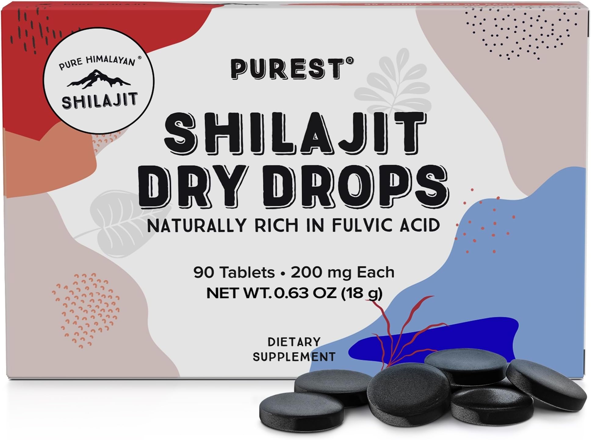 Dry Drops (90 Tablets, 200mg Each) Maximum Potency Pure Shilajit for Men with 85+ Trace Minerals & Fulvic Acid for Metabolism, Energy & Immune Support