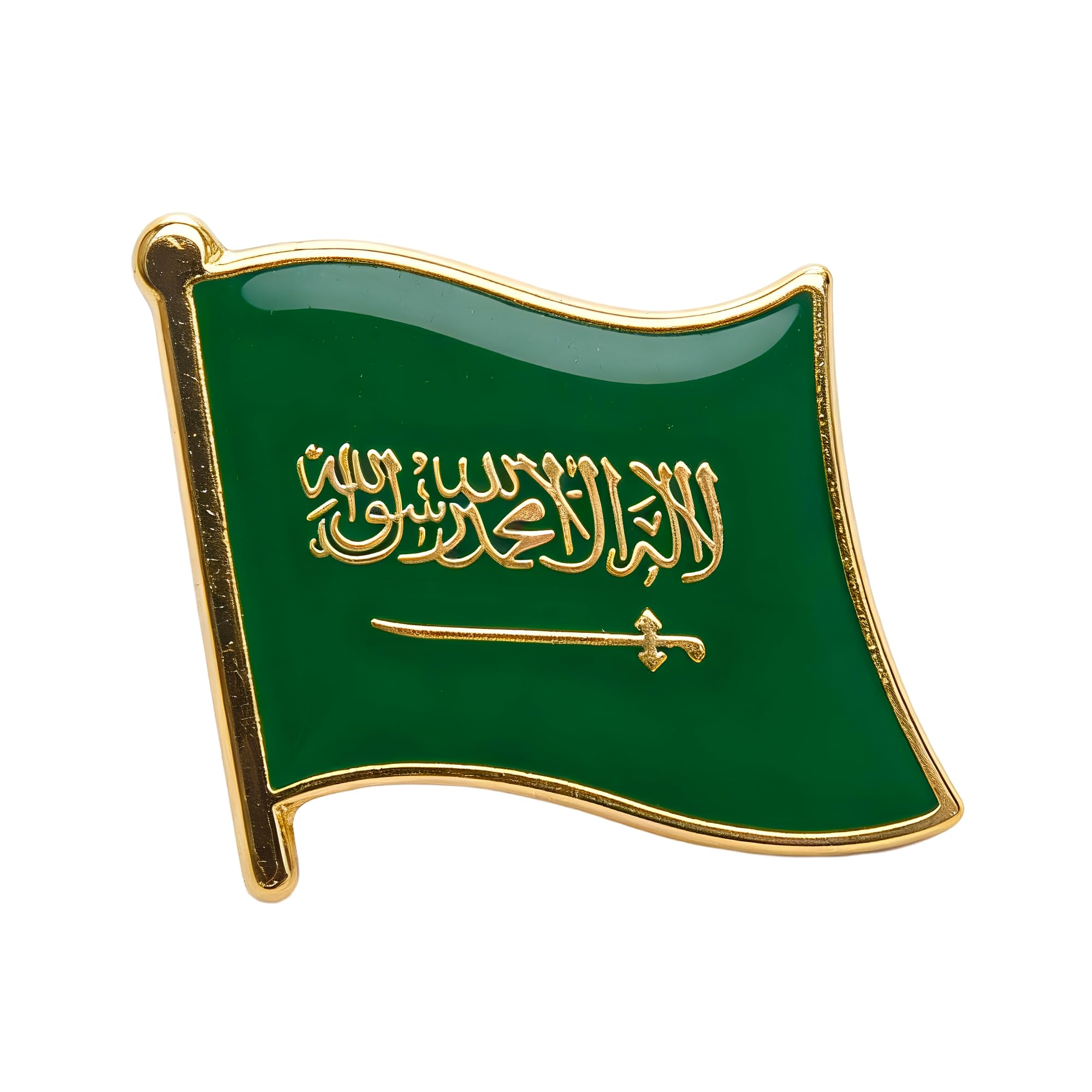 Kingdom of Saudi Arabia National Flag Metal Enamel Pin Badge – 1.9 x 1.6 cm Lapel Pin for National Pride, Military Uniforms, Backpacks, or Collectors – Durable Hard Enamel with Safety Clasp