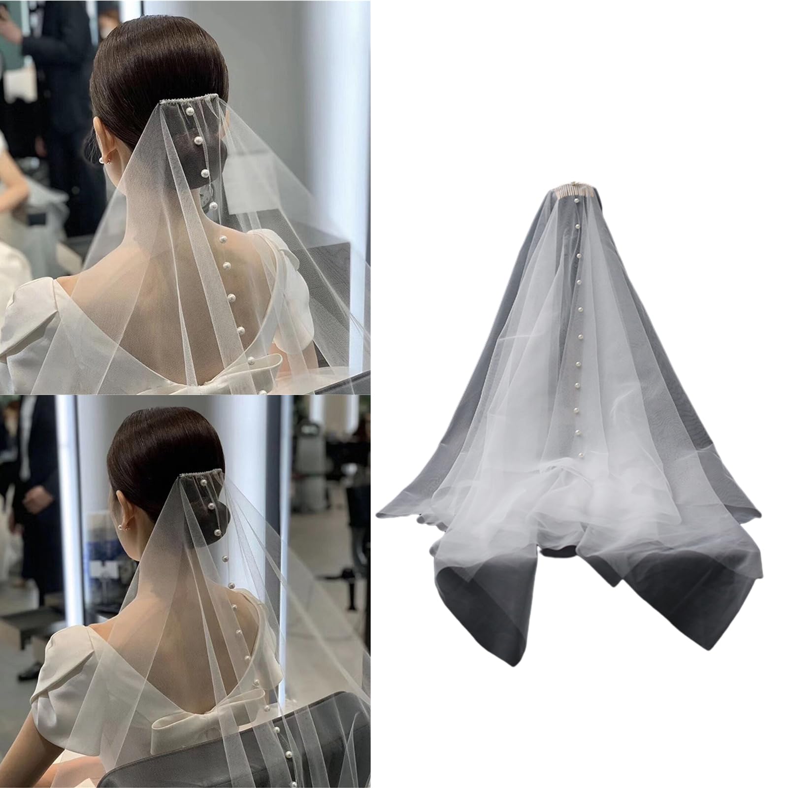 Velo da Sposa Sposa Semplice Foulard in Tulle Perle Corto Addio al Nubilato Addio al Nubilato Velo da Sposa Sciarpa per Addio al Nubilato