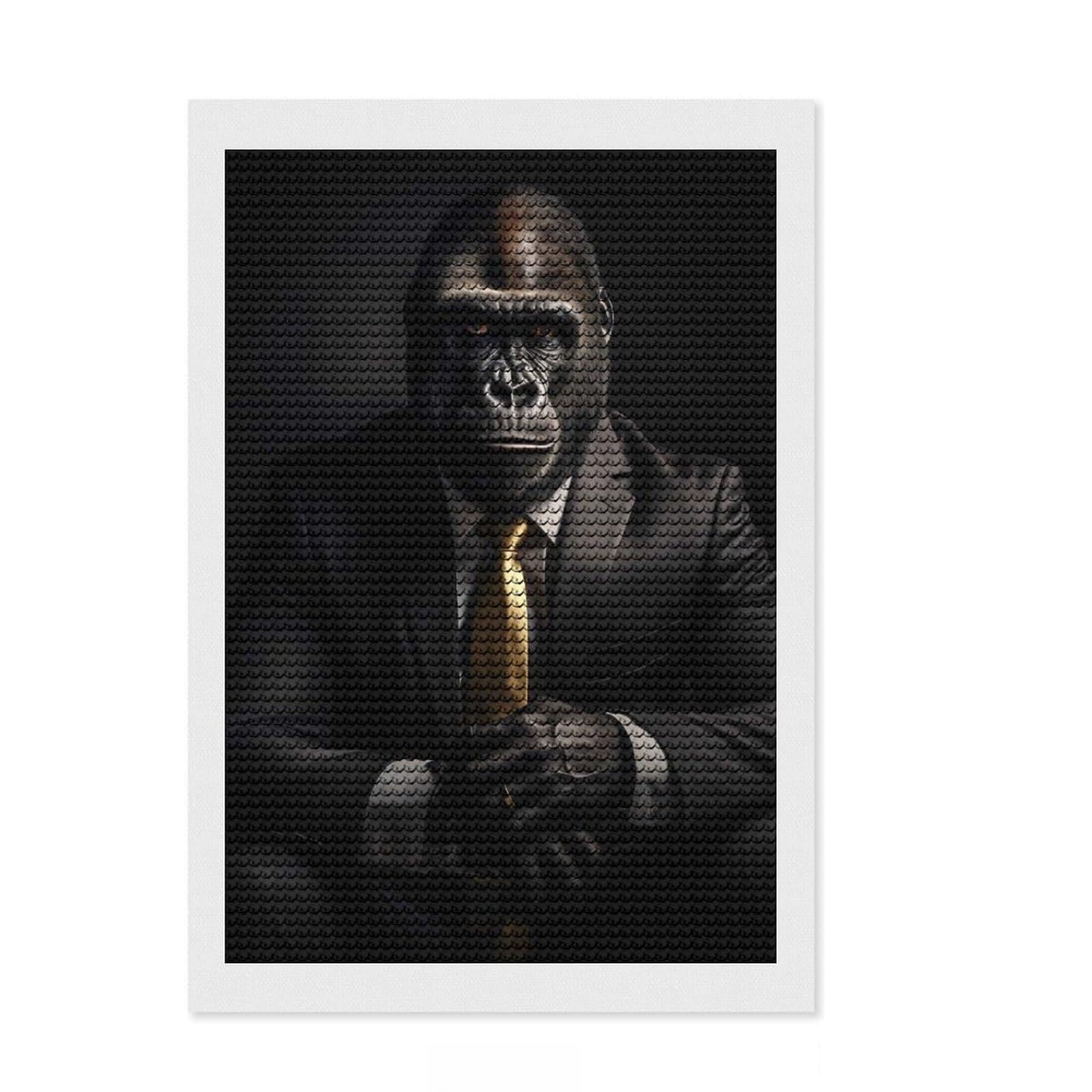 Junmoney Cool Gorilla Suit Diamond Painting Set 8"x12", for Creative Relaxation, Boho Decor, Nice Detail and Sparkle, Thoughtful Handmade Gift
