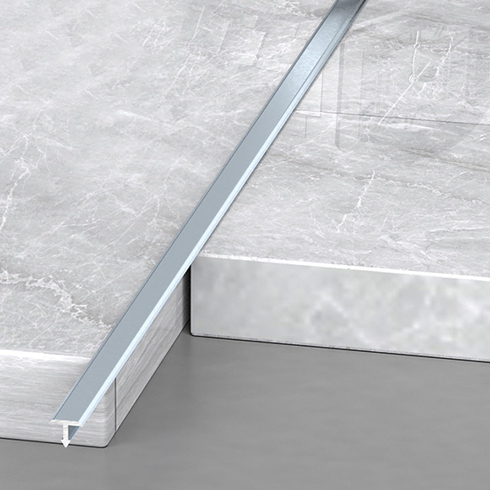 Extra schmaler Aluminium-T-Moldungsstreifen, 129,5 cm, 2 Stück, Bodenverkleidung für Türschwellen, Vinyl- und Fliesennähte, grau, 12 mm Lückenabdeckung, langlebig und stilvoll