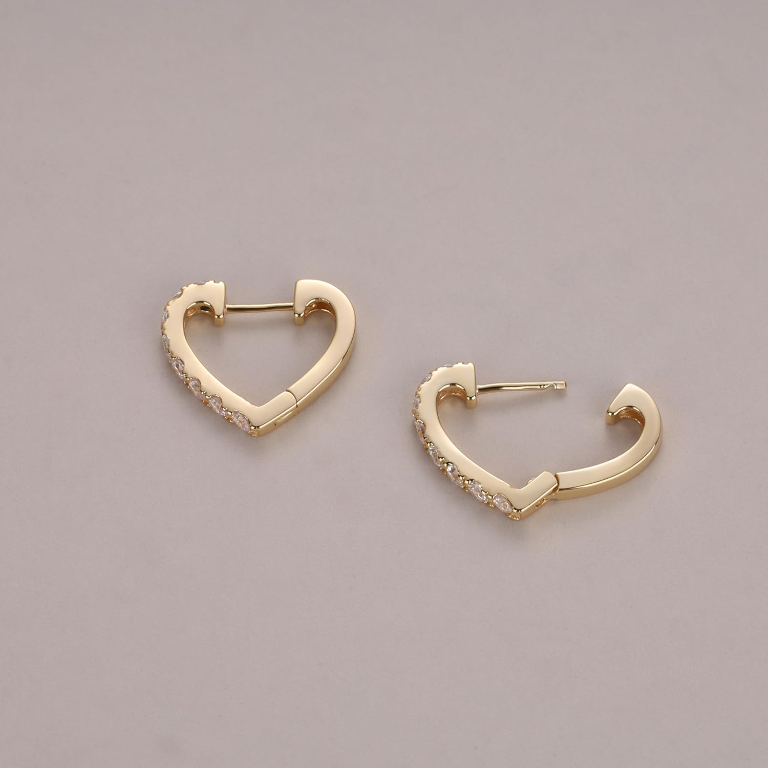 GAVU 925 Sterling Silver Gold Heart Hoop Earrings for Women, Women's Huggie Heart Earrings - Image 5
