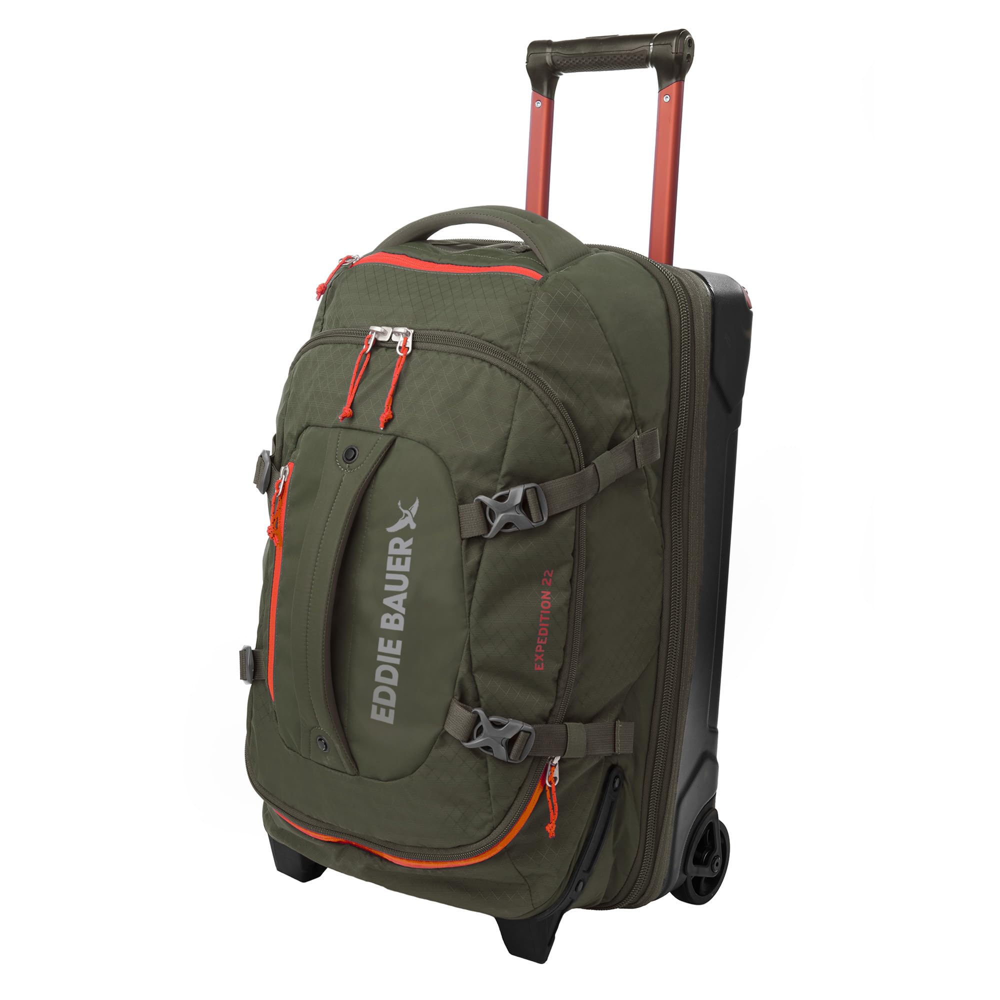 Eddie Bauer Expedition Rolling Duffel Bag with Wheels | Travel | Carry-On | Luggage | Rugged | Durable - Dark Thyme, 22"