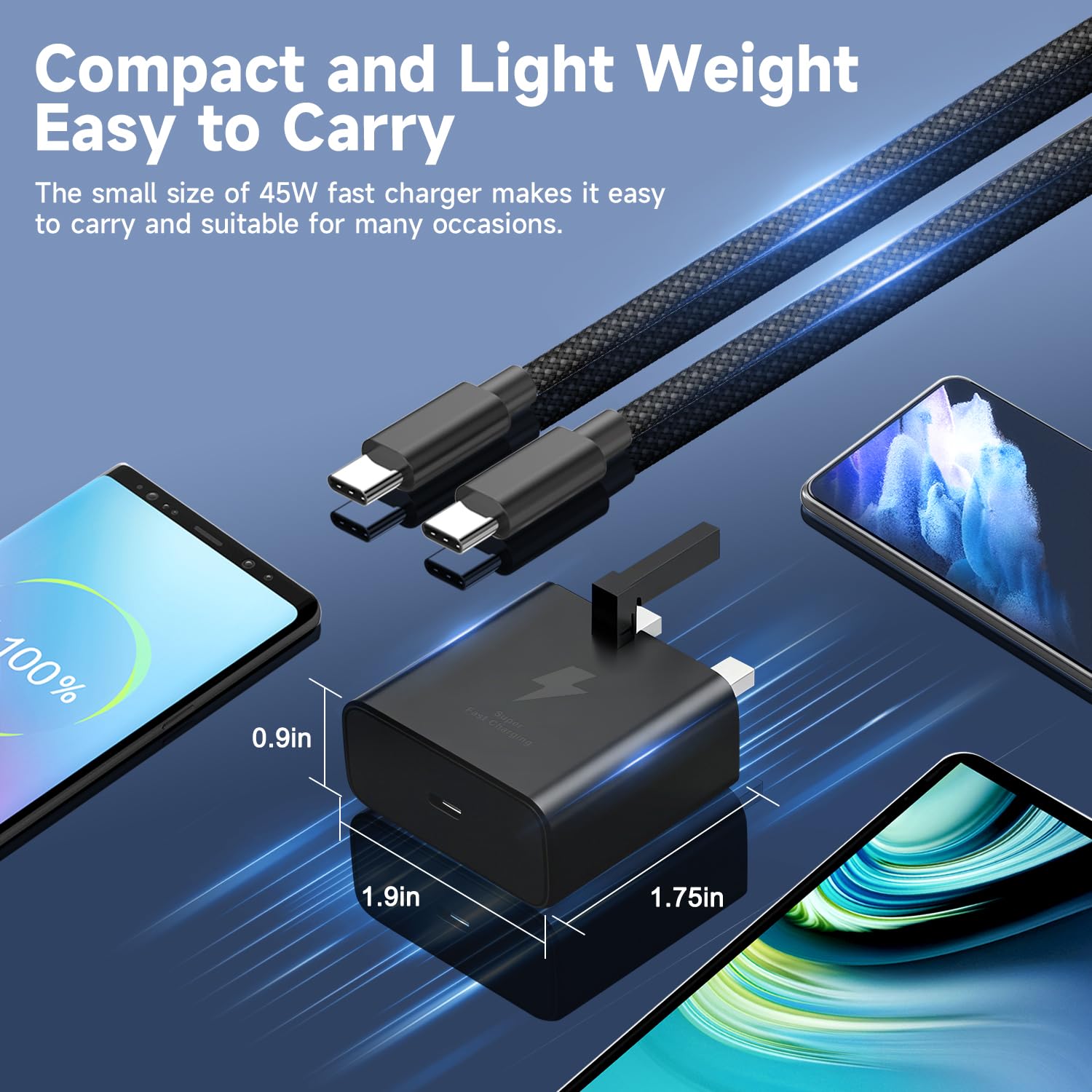 45W USB C Charger for Samsung Fast Charger Plug, Type C Fast Charging Cable with 2M USBC Charging Cable for Samsung Galaxy S26 Ultra/S26+/S26/S25/S25+/S25 Ultra/S24/S24 Ultra/S23/S22 Ultra/S21/S20 — view 5