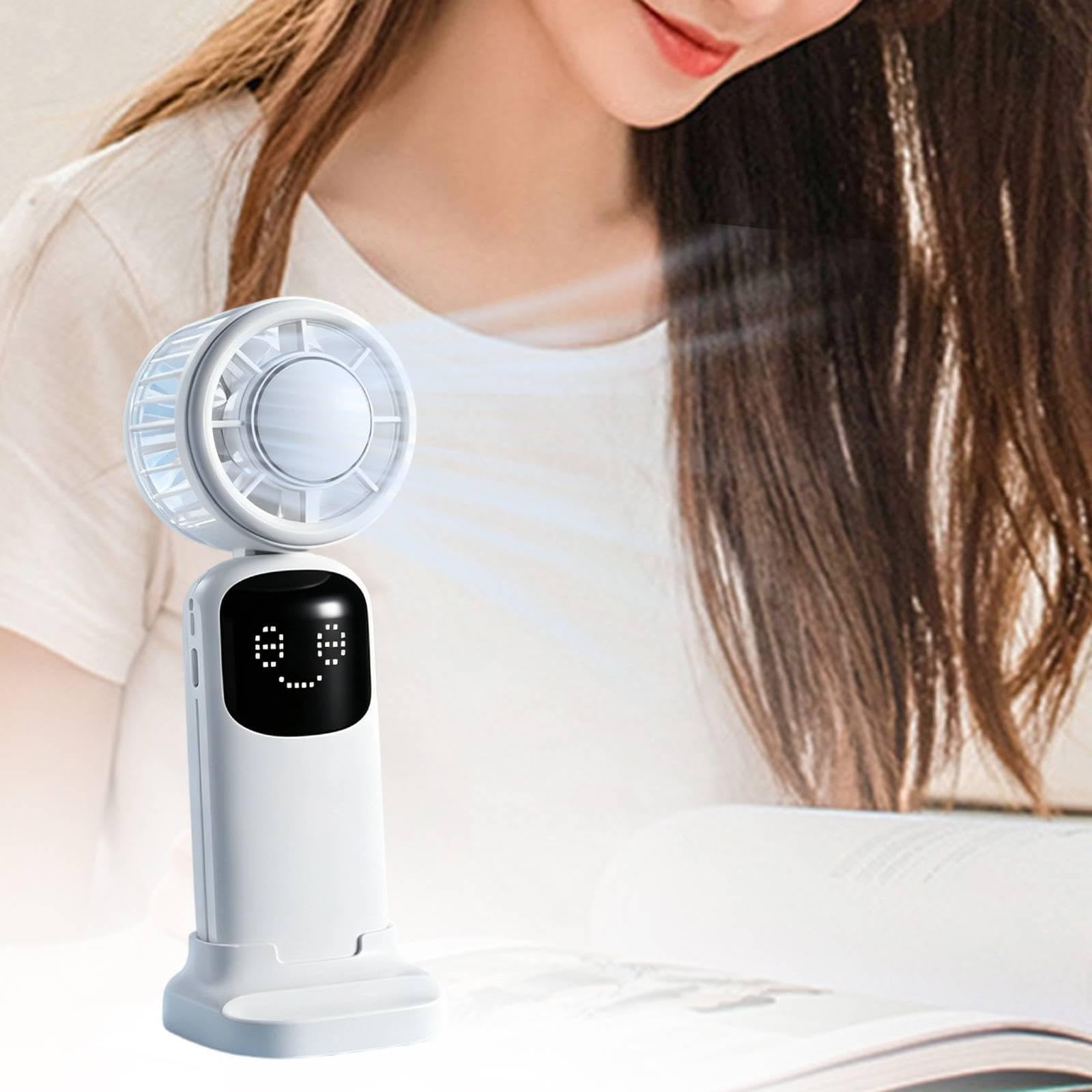 Homyl Ventilatore Portatile Ad Alta velocità Regolabile, Formato Tascabile, Compatto, Ideale per attività All'aperto, Vacanze, Lavoro, Bianco