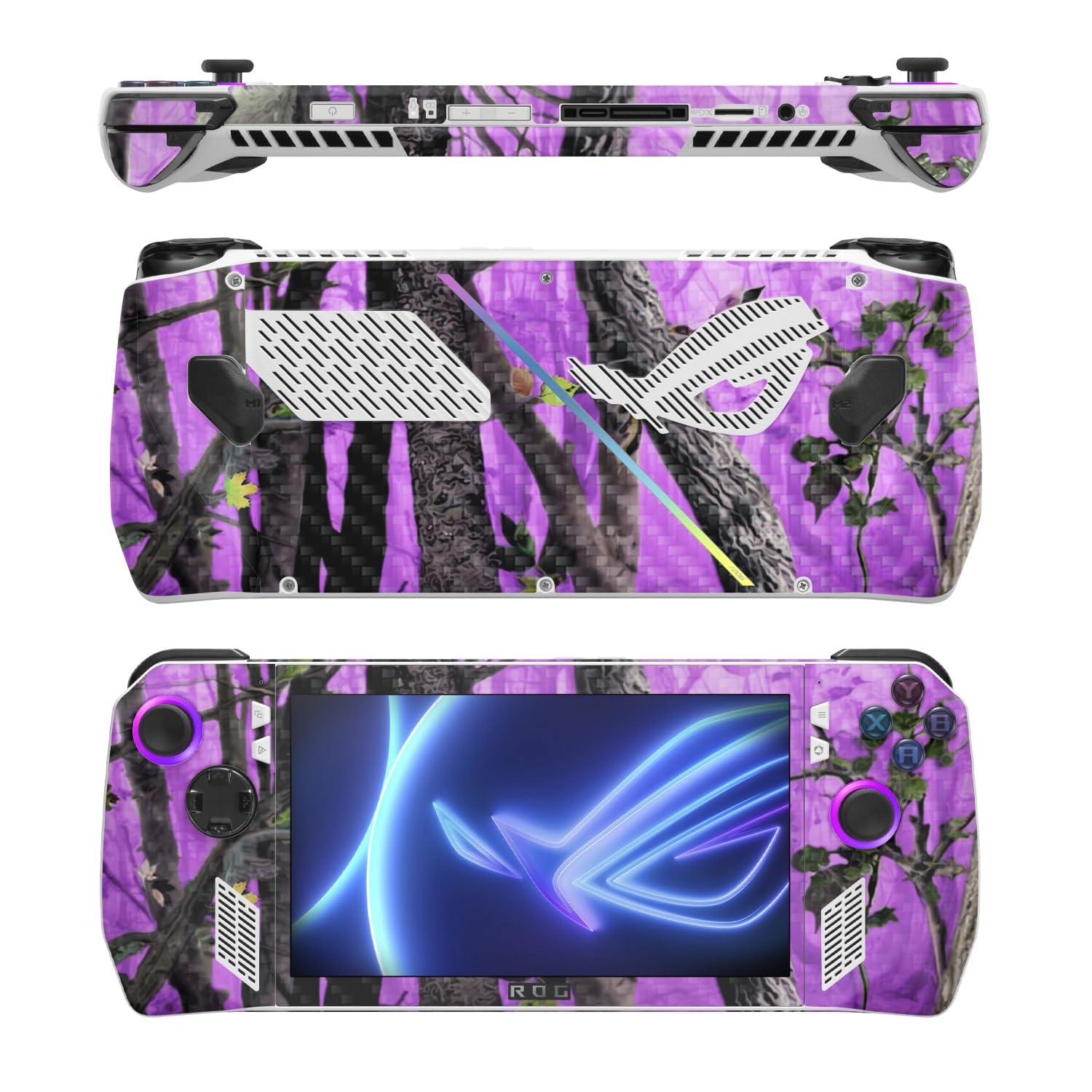 MightySkins Carbon Fiber Skin Compatible with Asus ROG Ally - Purple Tree Camo | Protective, Durable Textured Carbon Fiber Finish | Easy to Apply
