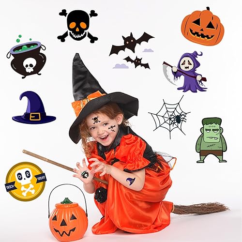 Miniatura 7 de 180 piezas de 60 diseños de tatuajes temporales de Halloween para niños, calcomanías de tatuajes falsos para niños, suministros de fiesta, farol de