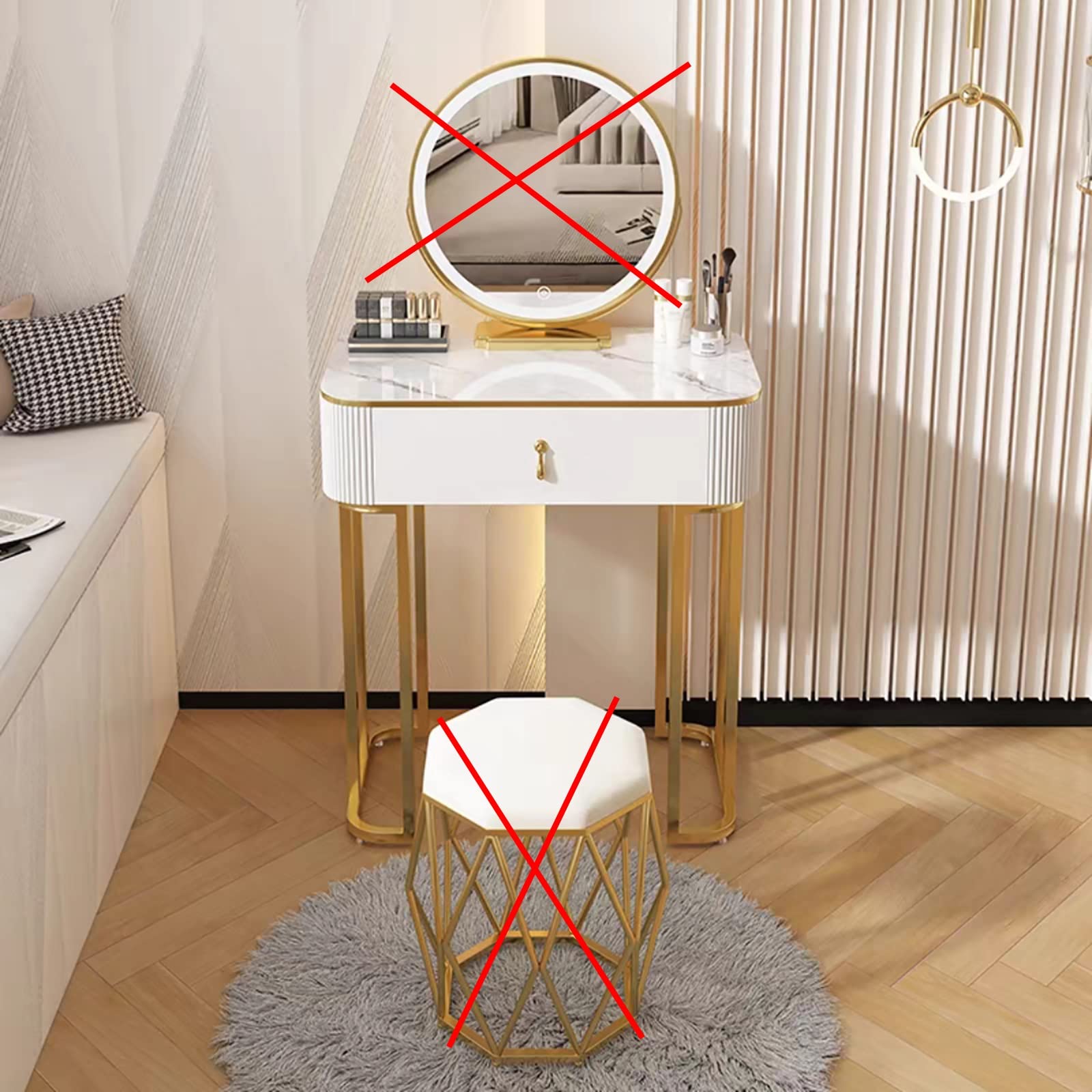 Tavolo da toeletta compatto con specchio illuminato per piccole camere da letto, tavolo da trucco regolabile a LED con contenitore, design moderno, salvaspazio, perfetto per gli amanti del trucco