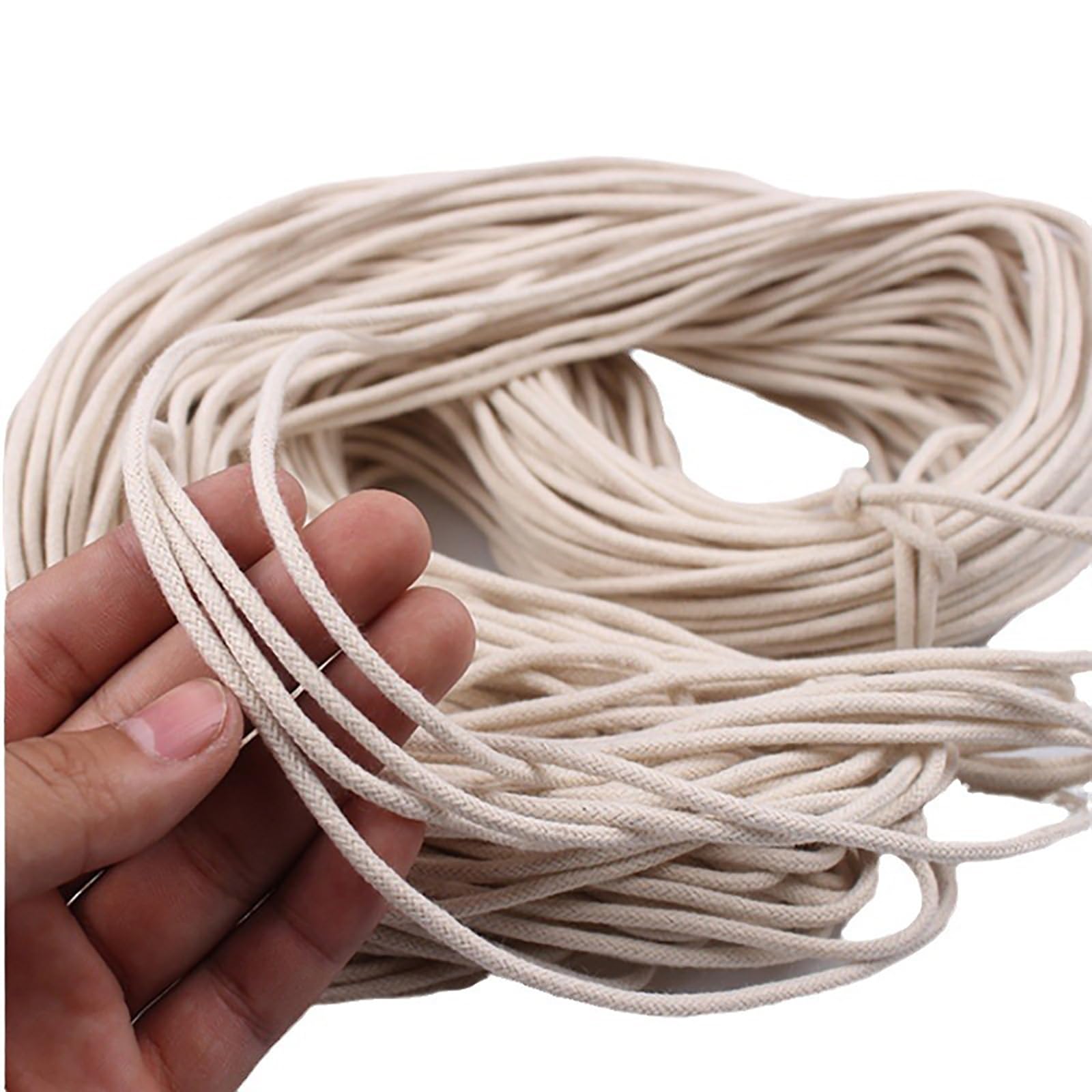 Stoppini in cotone da 3,5 mm, rotolo da 10 m, stoppino rotondo intrecciato a cherosene per lanterne a olio, stufe a paraffina, lampade ad alcool, bruciatura pulita, di lunga durata, per casa, giardino