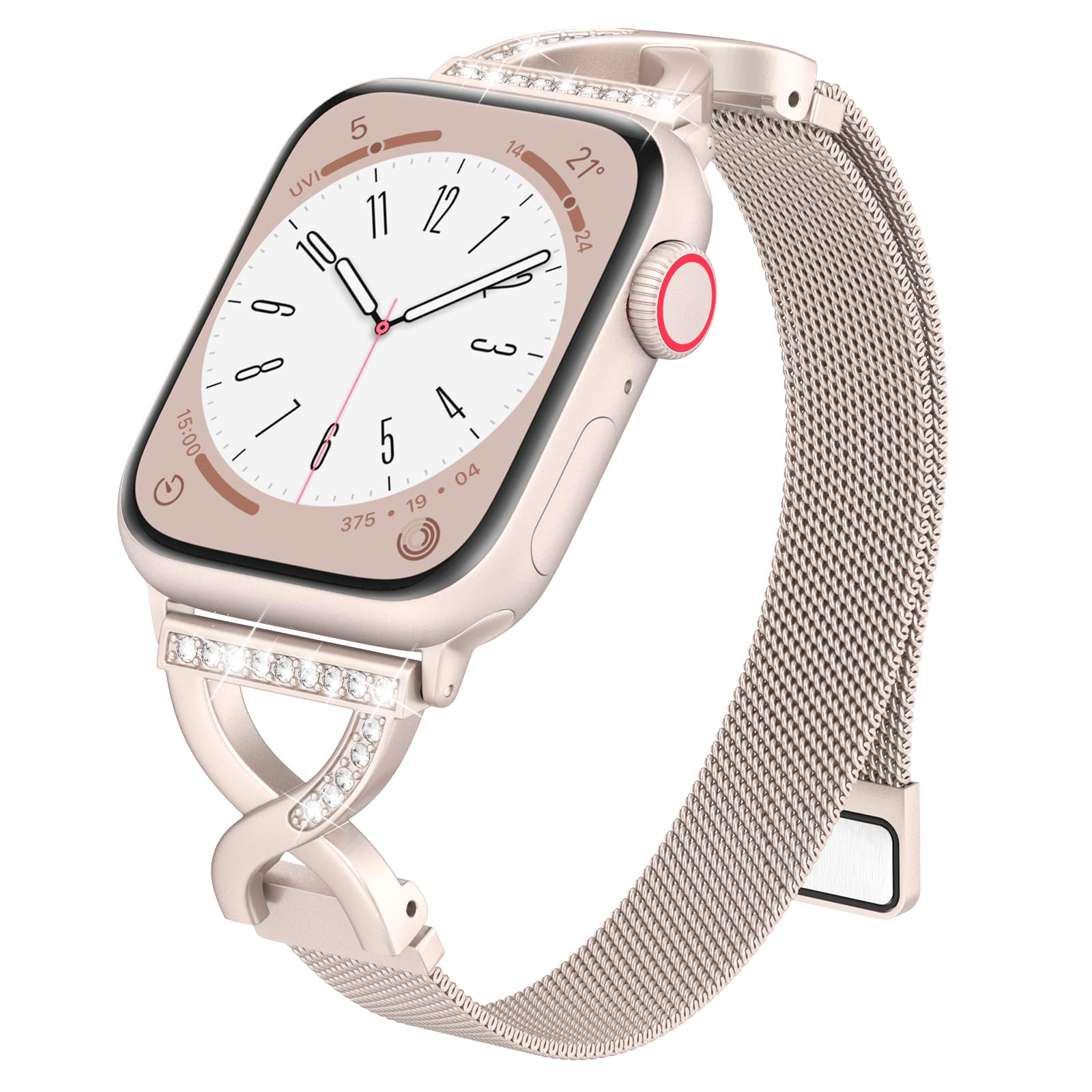 BRG Correa de malla fina compatible con correas de Apple Watch para mujer de 40 mm, 41 mm, 38 mm, 42 mm, Series 10, 9, 8, 7, 6, 5, 4, 3, 2, 1, SE, correa magnética de metal de acero inoxidable con