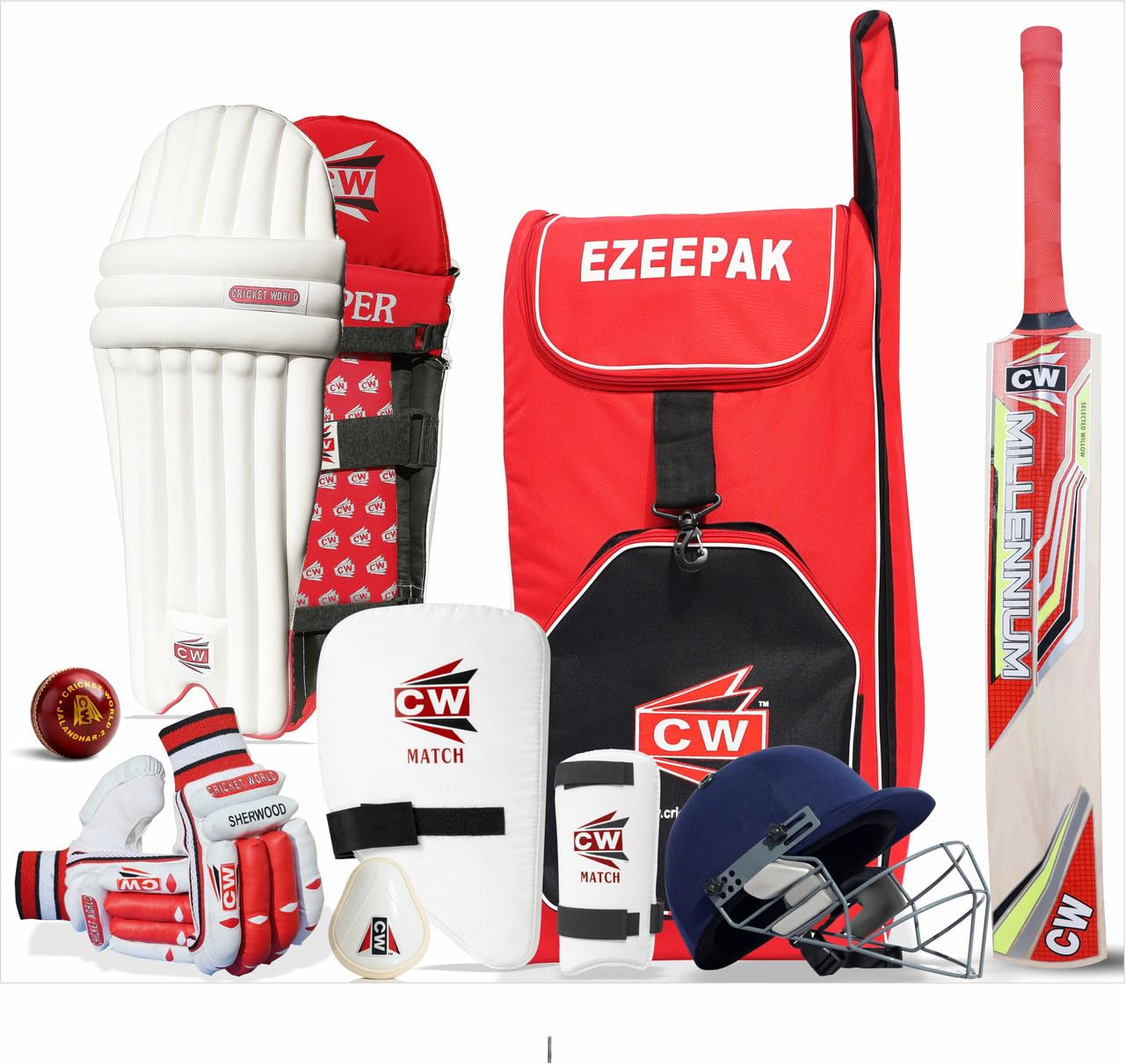 CW Storm Cricket Kit Junior Sizes - Full Size Full Wooden Kit with Kashmir Willow Bat & Accessories Full Kit Cricket Complete Set (Size 5)-picture-29