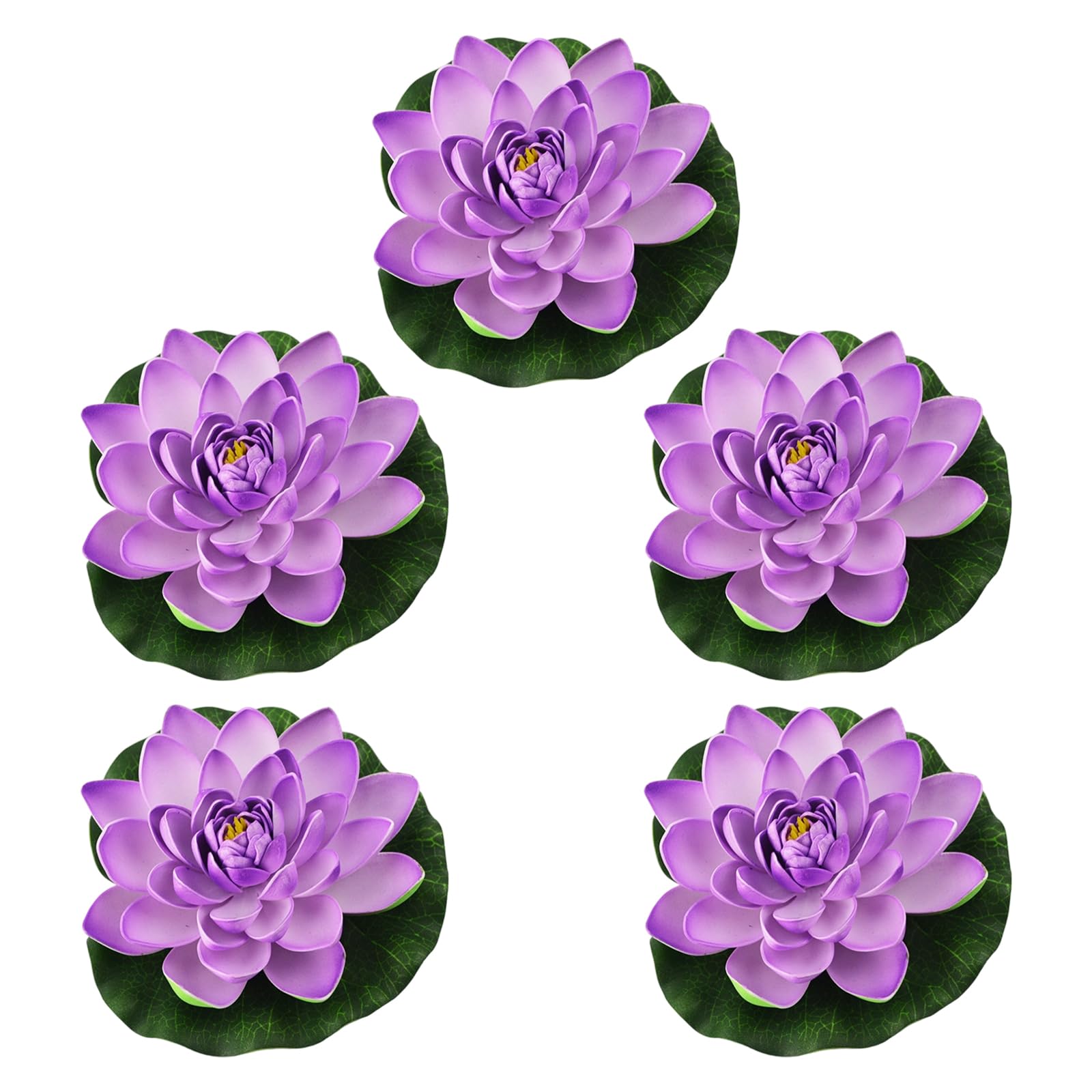 Tsophreniq 5Pcs Floating Foam Flower with Artificial Water Lilies Pad Pond Plant Ornament for Aquariums Garden Flower Water Lilies Plant