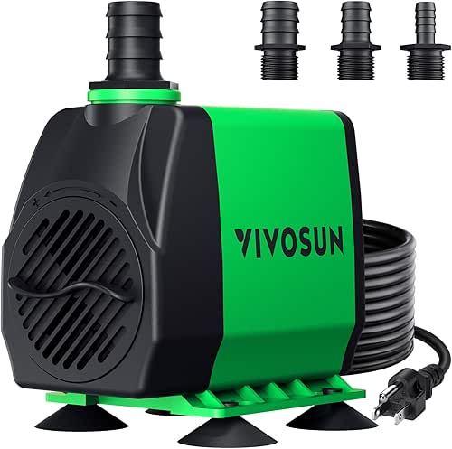 VIVOSUN 800GPH Submersible Pump(3000L/H, 24W), Ultra Quiet Water Fountain Pump