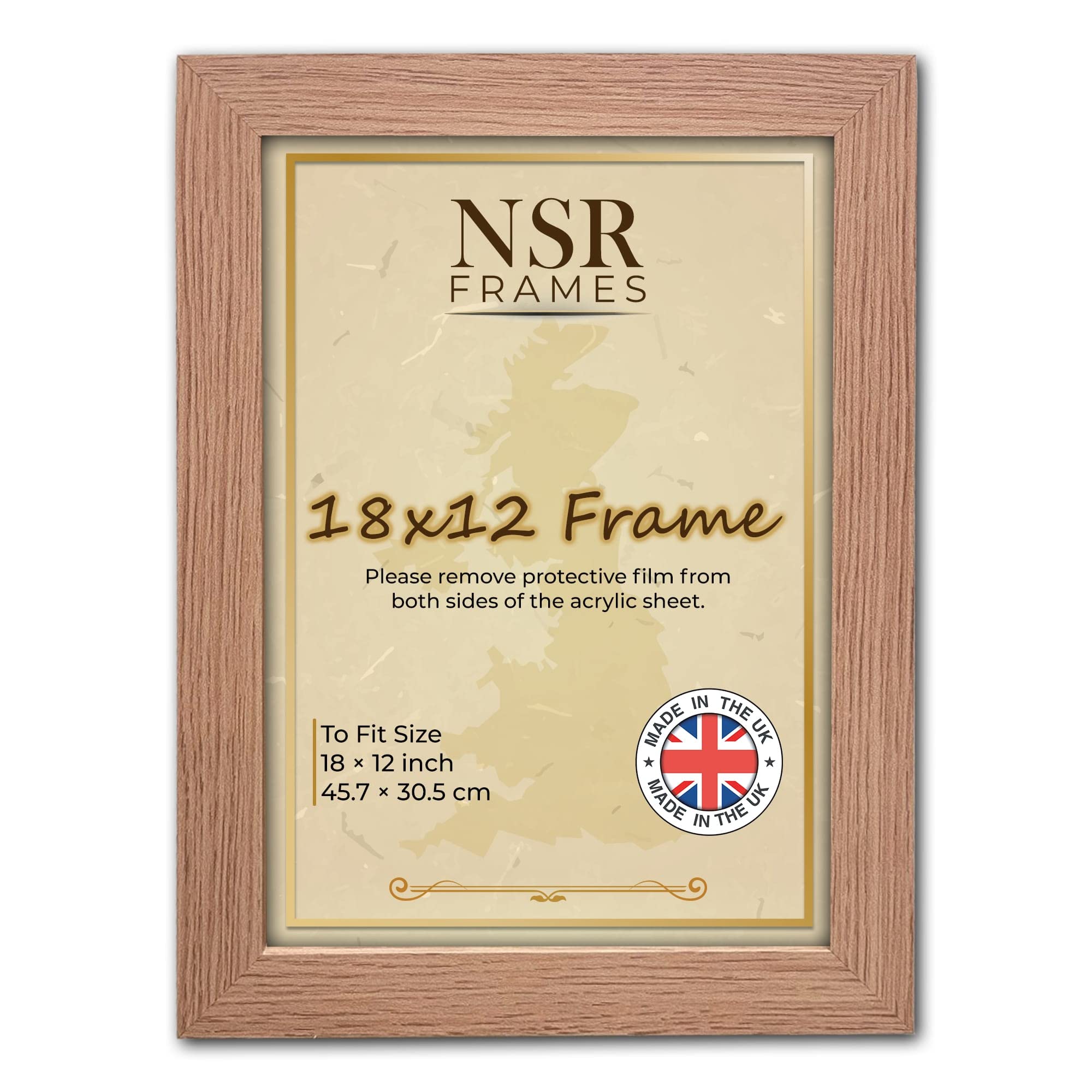 Nsr Oak Picture Frames, Wall Mountable 18X12 Flat Shape Mdf Engineered Wood Photo Frame