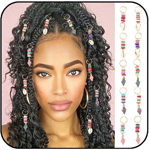 Formery Joyas para el cabello de conchas para rastas doradas, conchas doradas, joyas trenzadas, dijes africanos, anillos de rastas africanas,