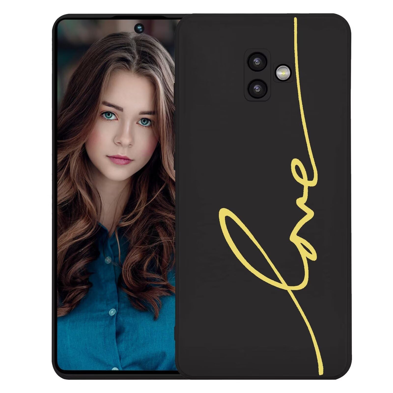 Cover for Samsung Galaxy J6+/J6 Plus, Smooth Soft TPU Silicone Case with 'LOVE' Line, Ultra-Slim Design Simplicity Lady Elegant Case Cover, Black