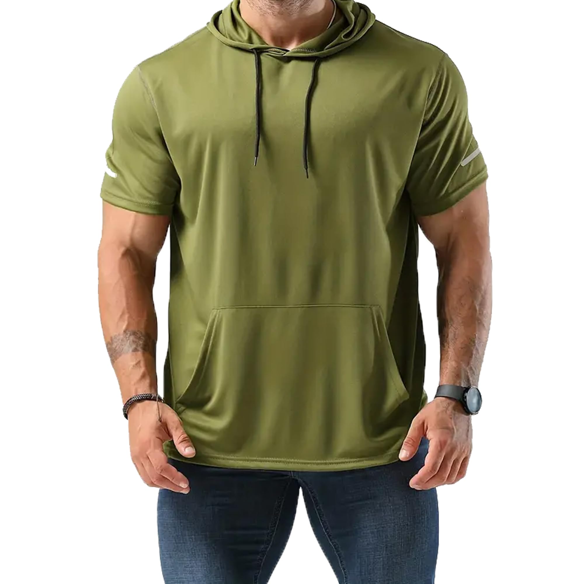 frueo Paquete de 3 Camisetas Deportivas de Malla de Manga Corta Que absorben la Humedad para Hombre, 00550 Negro Gris Verde, X-Large