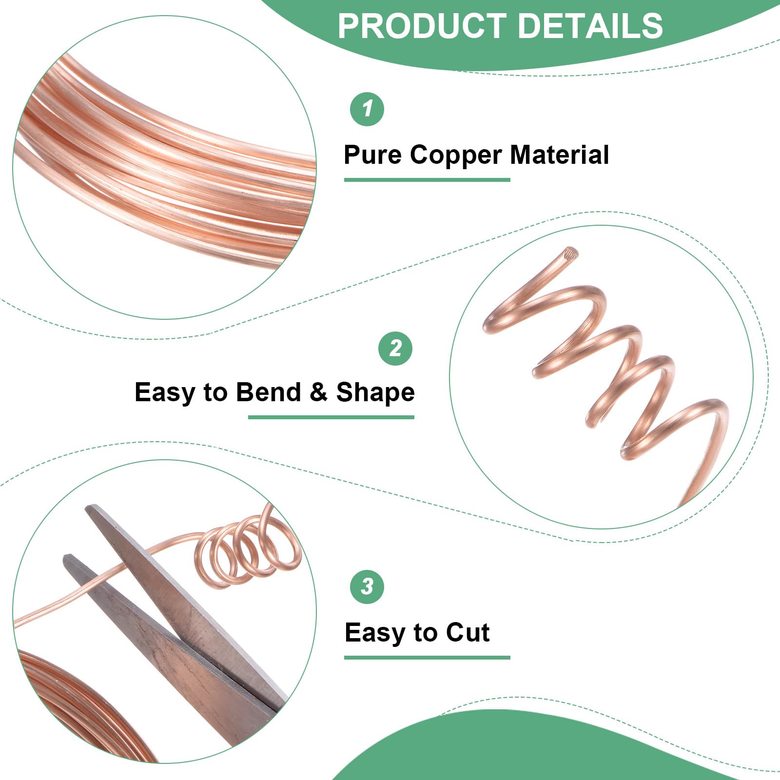 M METERXITY 99.9% Soft Copper Wire, 15 Gauge 33FT Pure Copper Wire for DIY Crafting/Jewelry Making/Gardening Plant/Beading - Image 2