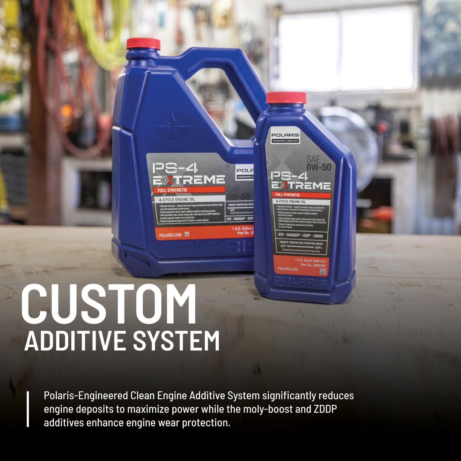 Polaris Oil Change Kit for Specific Ranger, RZR, Sportsman, ACE 570 Models with 4 Stroke Engine, Includes 2 Quarts PS-4 Extreme 0W-50 Full Synthetic Oil, 1 Oil Filter, 1 Washer - 2890056