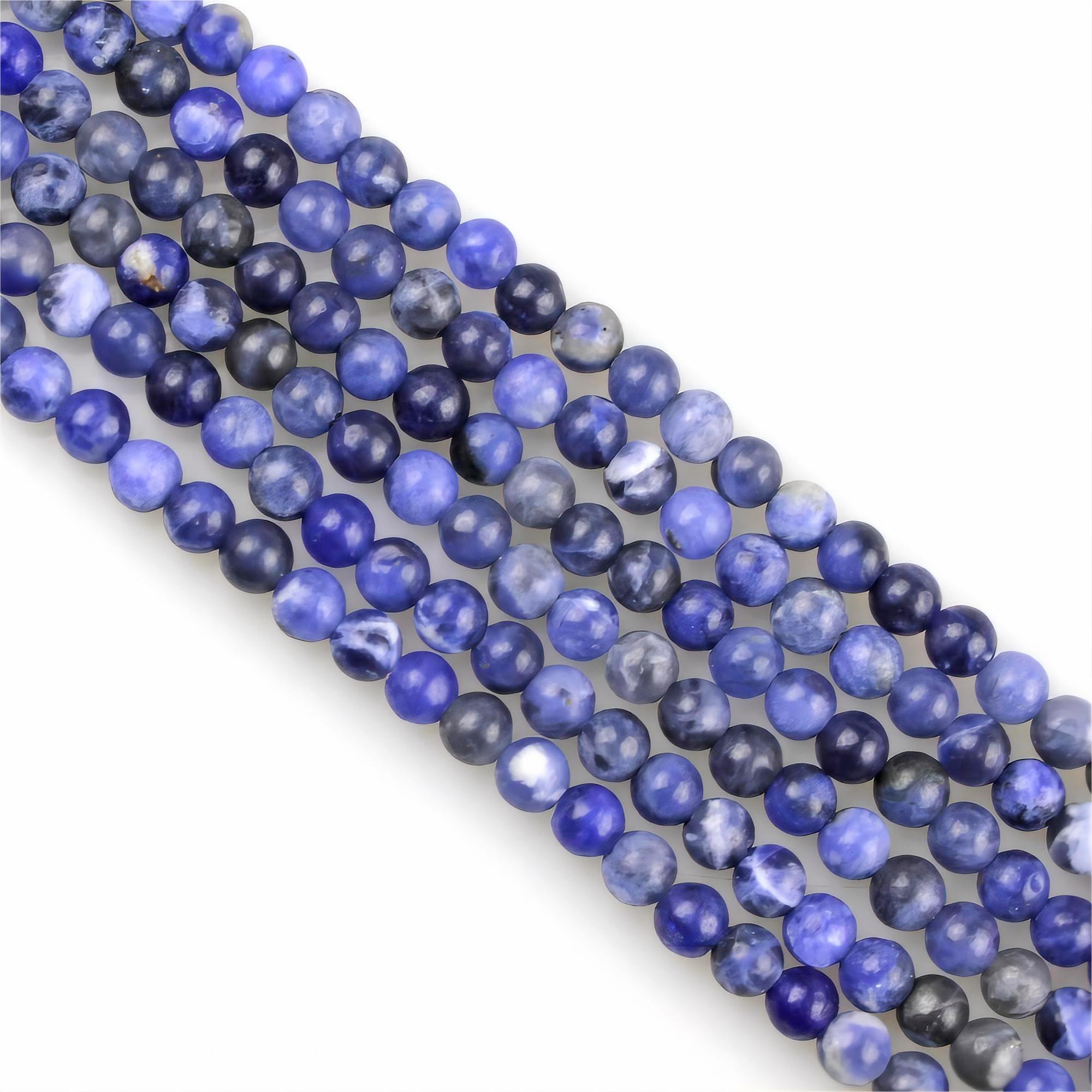 MJDCB 225pcs Natural Small Stone Beads 3mm Sodalite Round Smooth Loose Gemstone Bead for Jewelry Making Bracelets Earrings Necklaces Accessories