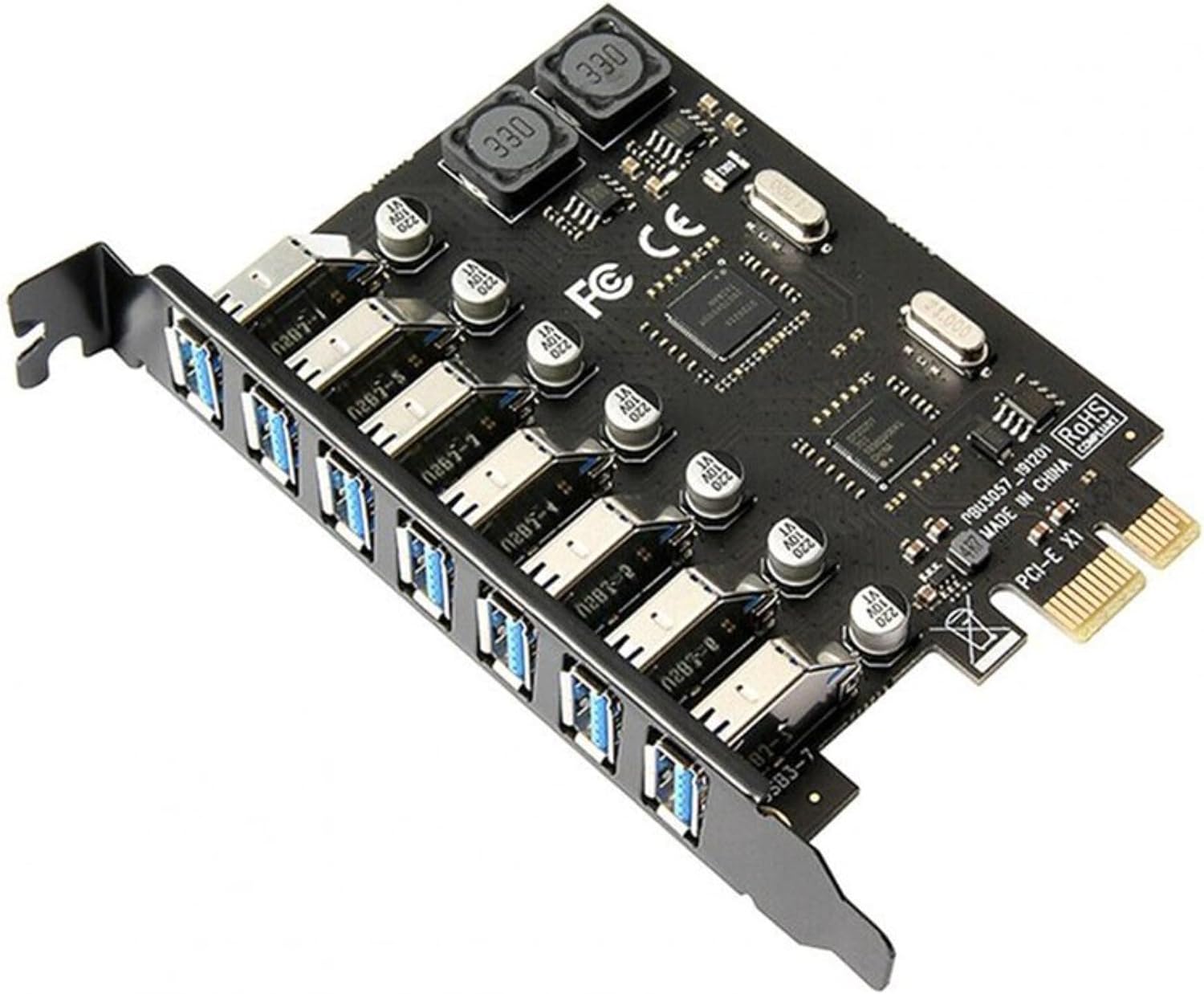 PCI-E to 7 Ports USB3.0 Adapter Card, one-to-Seven Expansion Card USB3.0 Expansion Card PCI-E1X Expansion Card (NEC+NEC)