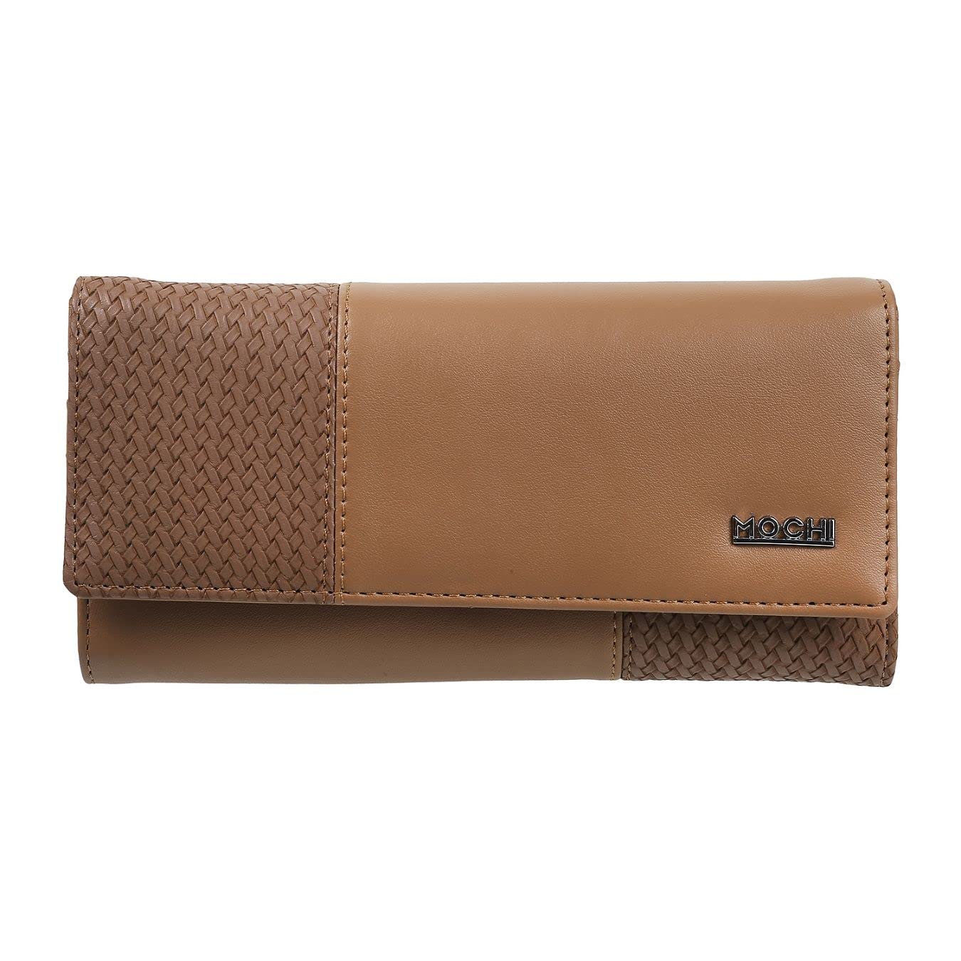 MochiWomen Polyurethane Bifold Clutch Wallet (95-7659), Brown, One Size