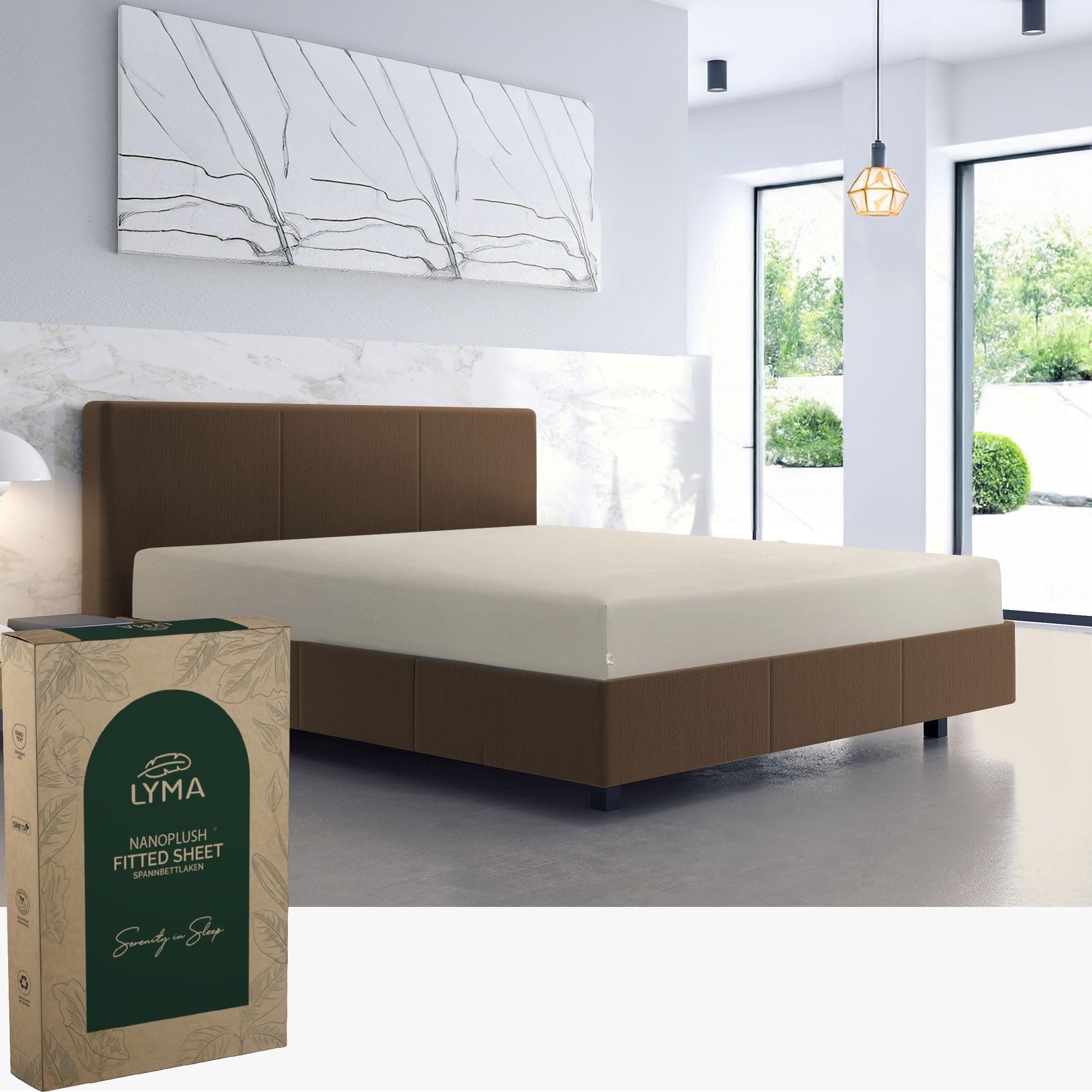 LYMA Bedding Fitted Sheet Double, Deep Pocket 30CM, OEKO-TEX Certified, Ultra Soft Nanoplush Double Brushed Quick Dry Fabric