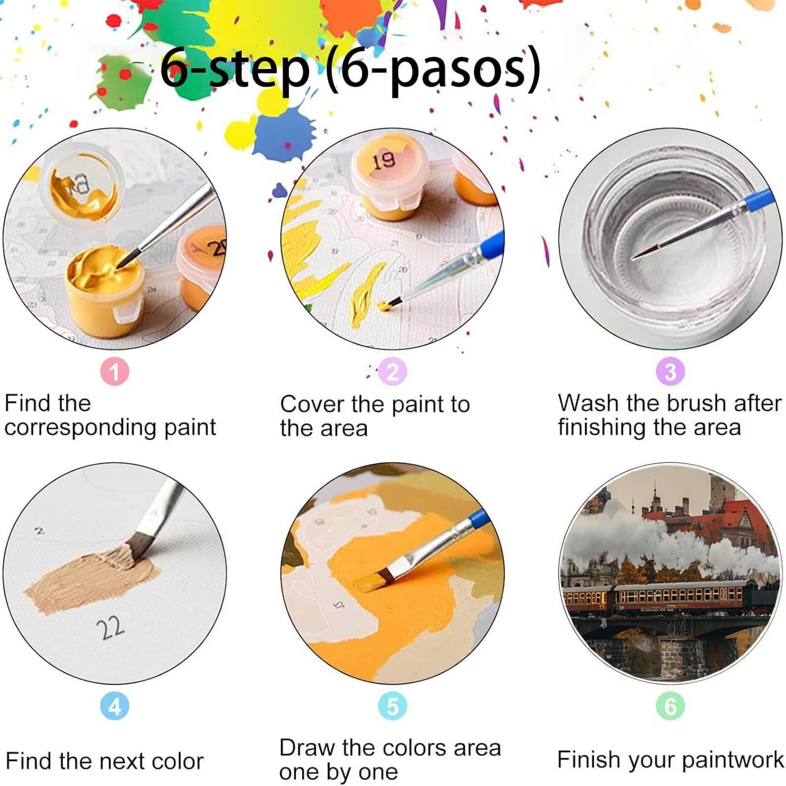 Pintar por Numeros Adultos Tren, Pintar por Numeros Niños Kit Manualidades Adultos Ciudad Cuadros para Pintar por Numeros Pintura Acrílico, Cuadros Decorativos Regalos Para Mujer 80X160cm 7w-M-7