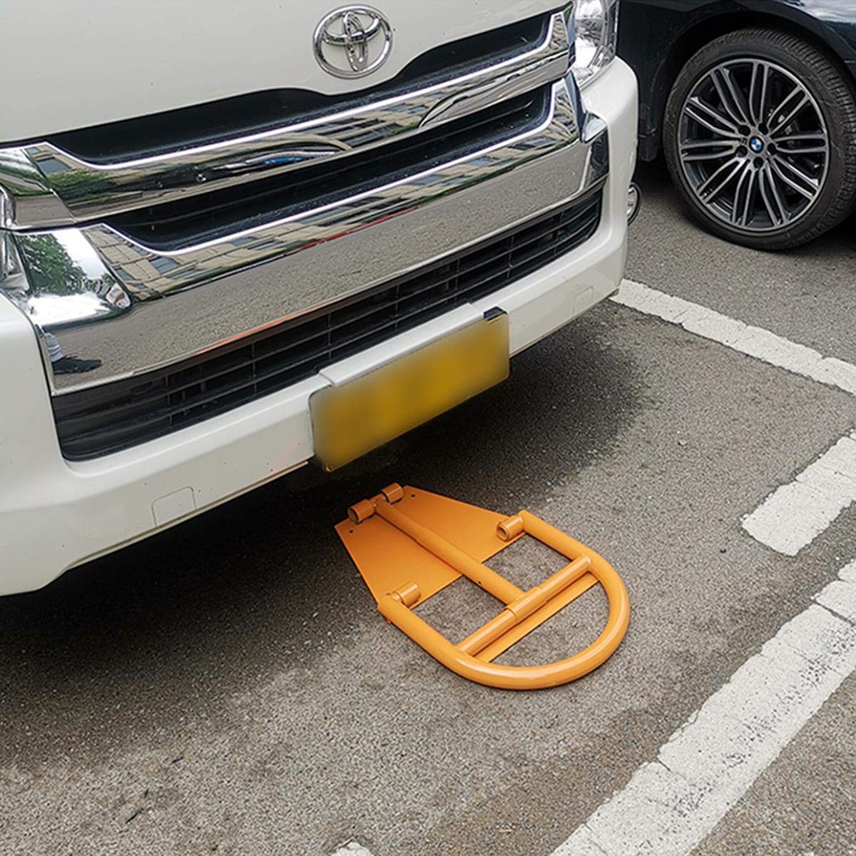 TOPWAY Barrera de Parking de Coche con Cerradura, Barrera de Seguridad para el Parking, Bloqueador de Barreras de Aparcamiento Plegable para Aparcamiento de Carril Seguro