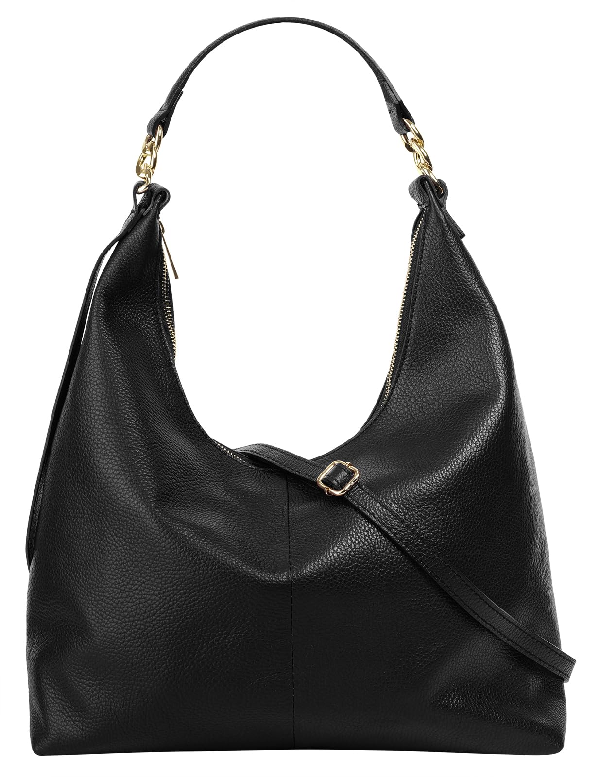 Samantha Look Große Handtasche | Großes Leder-Shopper, Schwarz, unifarben, glänzend