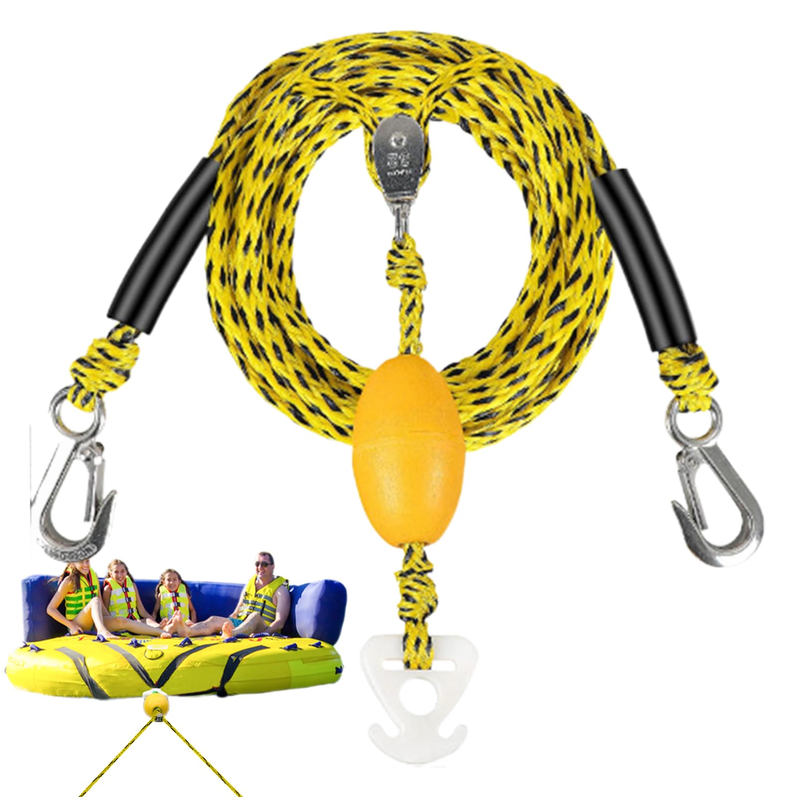 Corde de Remorquage pour Ski,Harnais de Remorquage pour Bouée Tubing et Contrôle du Bateau | Système de Traction Résistant pour Sports Nautiques - Débutants et Passionnés