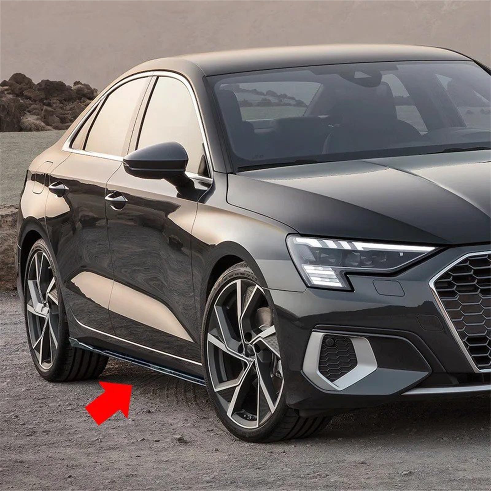Untere Seitenschweller Für A3 Für A4 Für A5 Für S-Line RS3 8V 2013 + Limousine Lackiert Glanz Schwarz Seitenschweller Verlängerung Splitter Rocker Panel