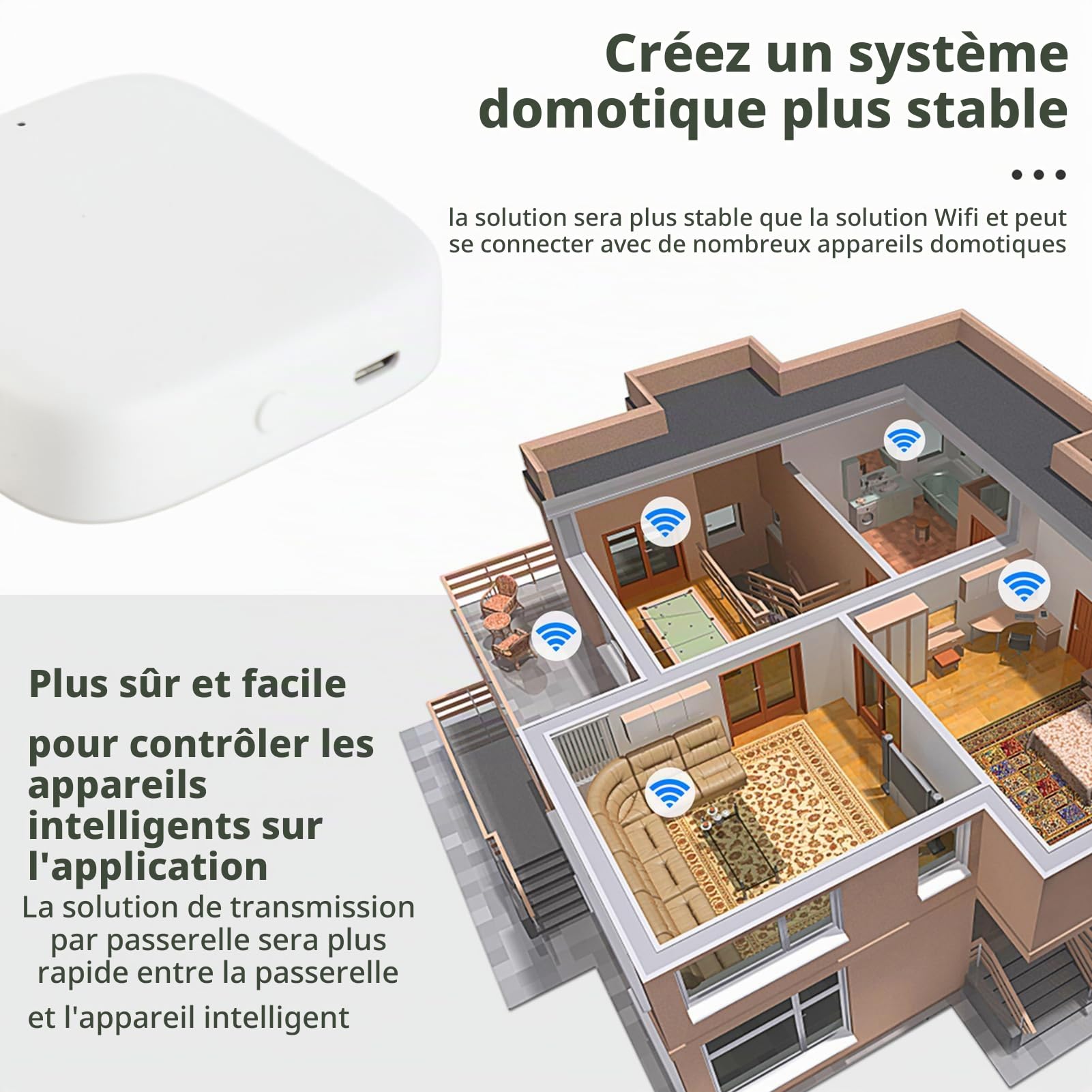 Kavolet Passerelle ZigBee sans Fil Intelligente, Tuya ZigBee Smart Gateway Hub, Smart Life APP Télécommande sans Fil, pour Tous Les Produits intelligents Tuya ZigBee 3.0, Smart Home Bridge Tuya