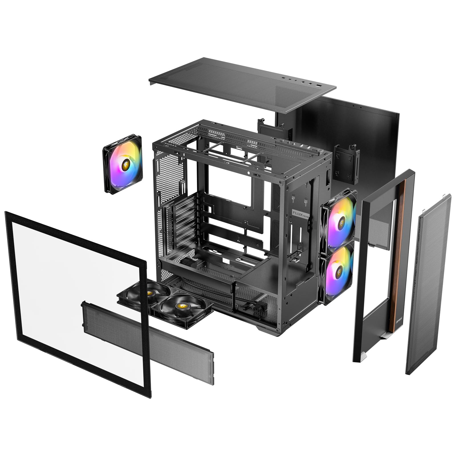 Amazon | ANTEC PCケース FLUX REAR ブラック フロントパネルに木材を